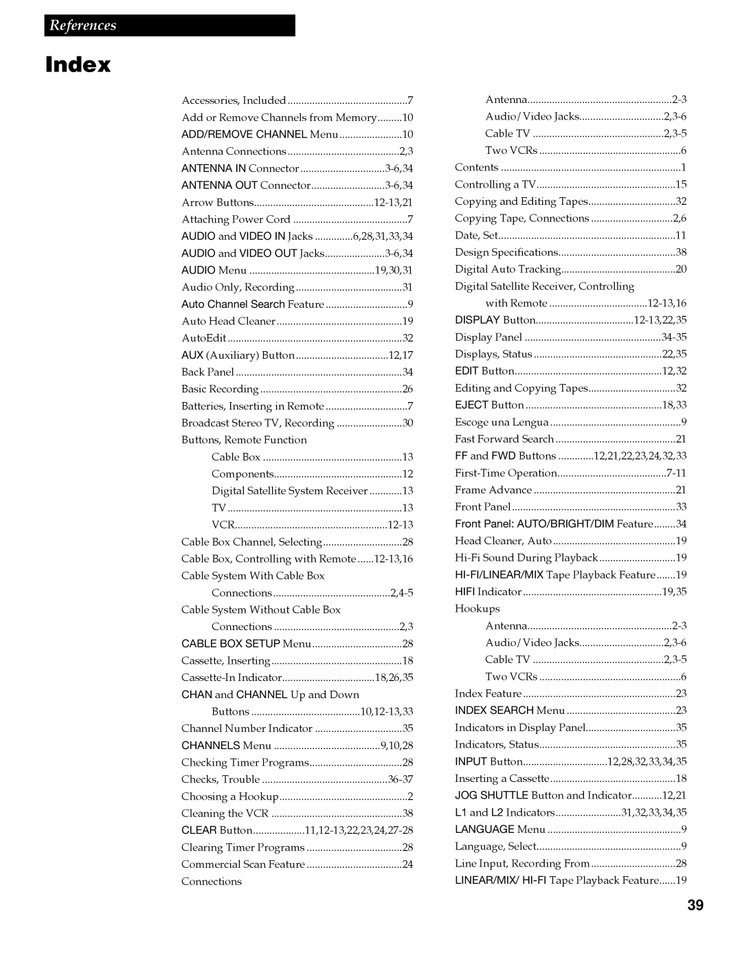 GE VGN550 manual Index, Add or Remove Channels from Memory 