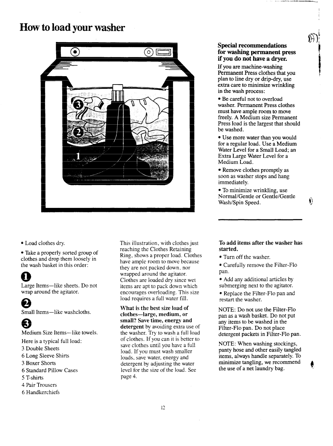 GE VVVVA8876M, 113D5497P183 warranty How to load your washer, To add items after the washer has started 