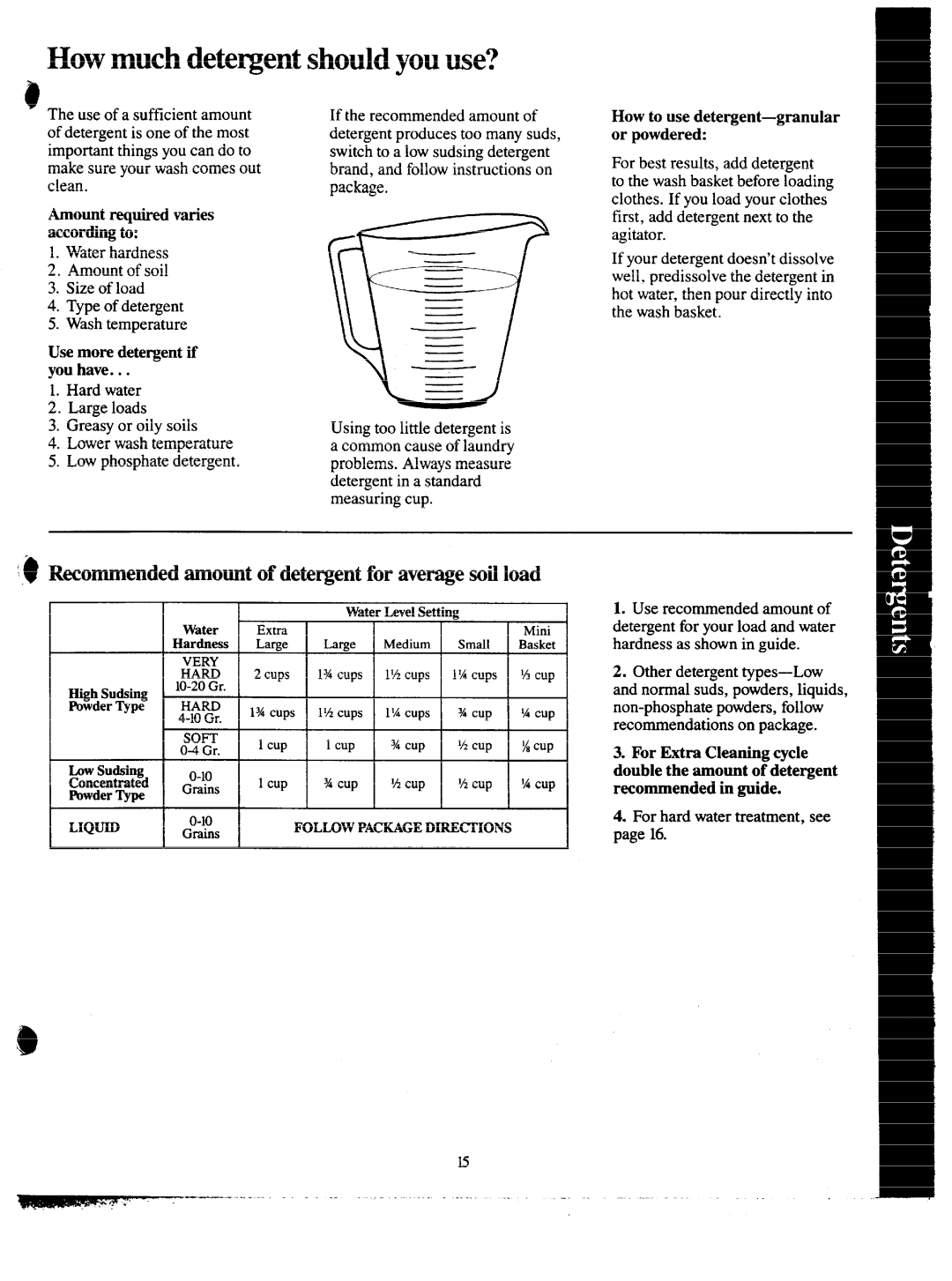 GE 113D5497P183, VVVVA8876M How much dete~ent should you use?, @R ecommended amount of detergent for average soil load 