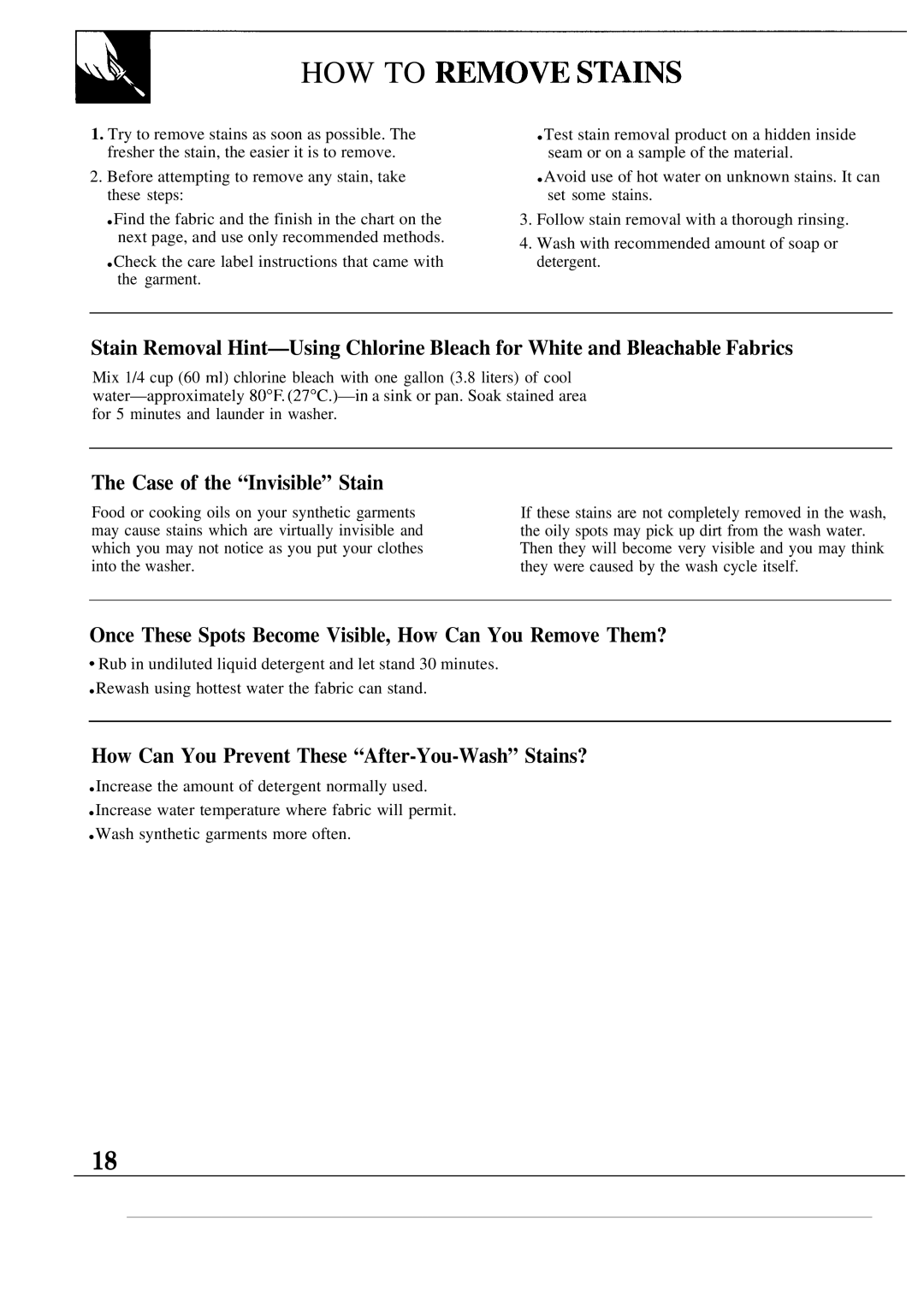 GE WA5800R, WA5826R Case of the Invisible Stain, Once These Spots Become Visible, How Can You Remove Them? 