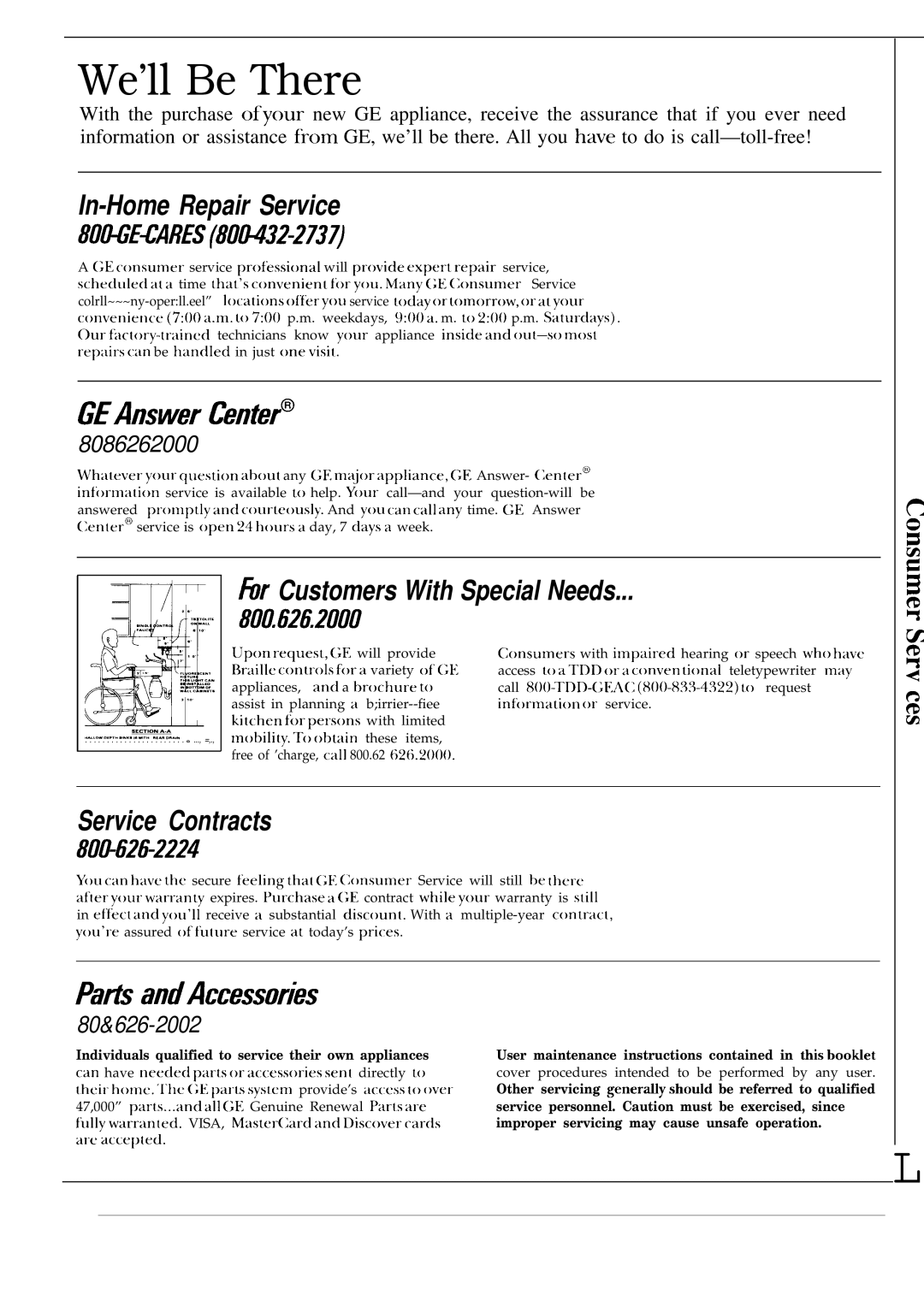 GE WA8610S operating instructions We’ll Be There 