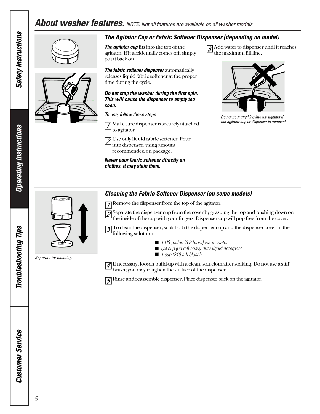 GE WASR3110 owner manual Troubleshooting Customer Service, To use, follow these steps 