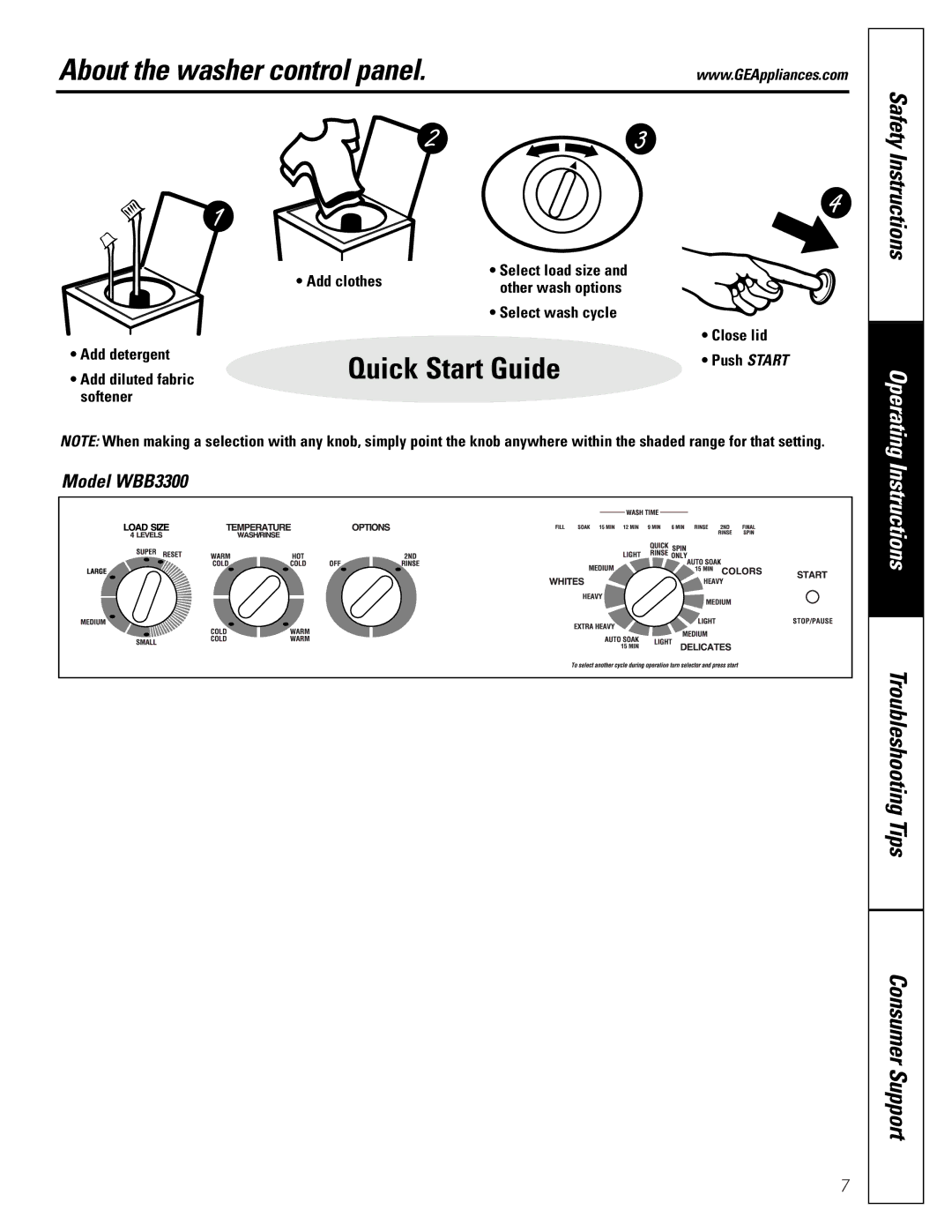 GE EWA2500 owner manual Safety Instructions, Model WBB3300 