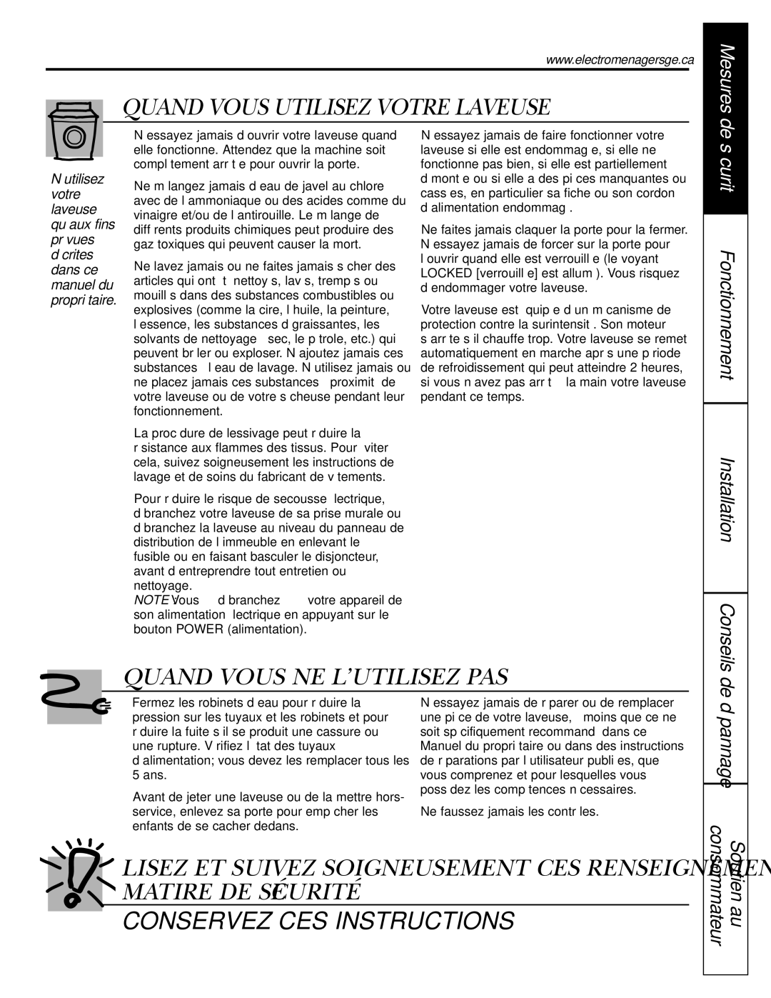 GE WBVH5200 operating instructions Dépannage, Conseils 