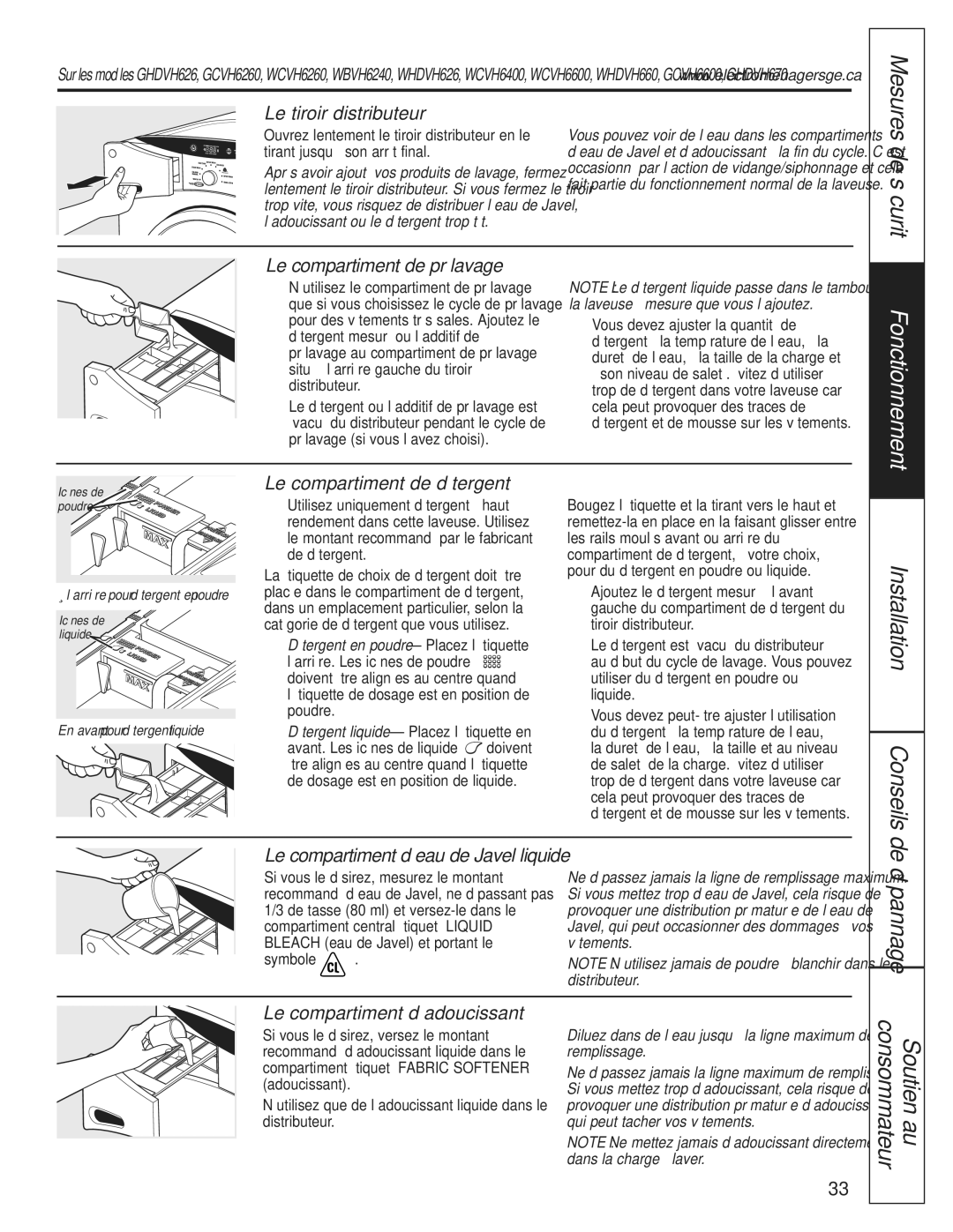 GE WBVH5200 operating instructions Consommateur Soutien au 