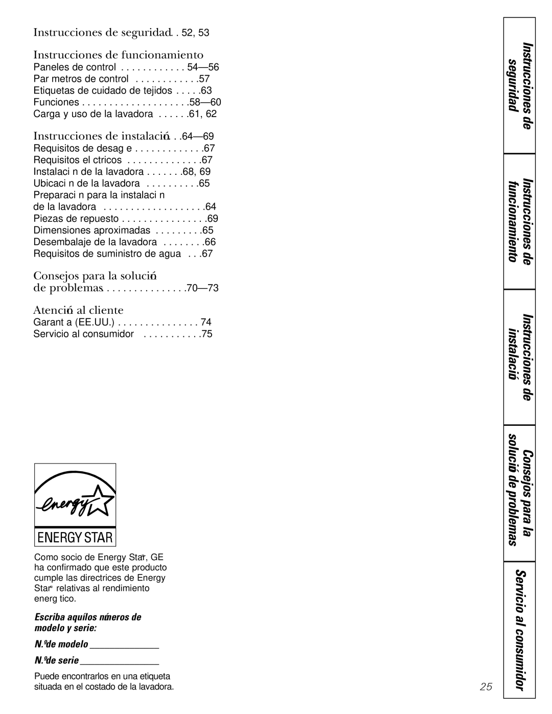 GE WBVH5200 Para la, Seguridad, Funcionamiento Instrucciones de Instalación Solución de, Problemas, Servicio al consumidor 