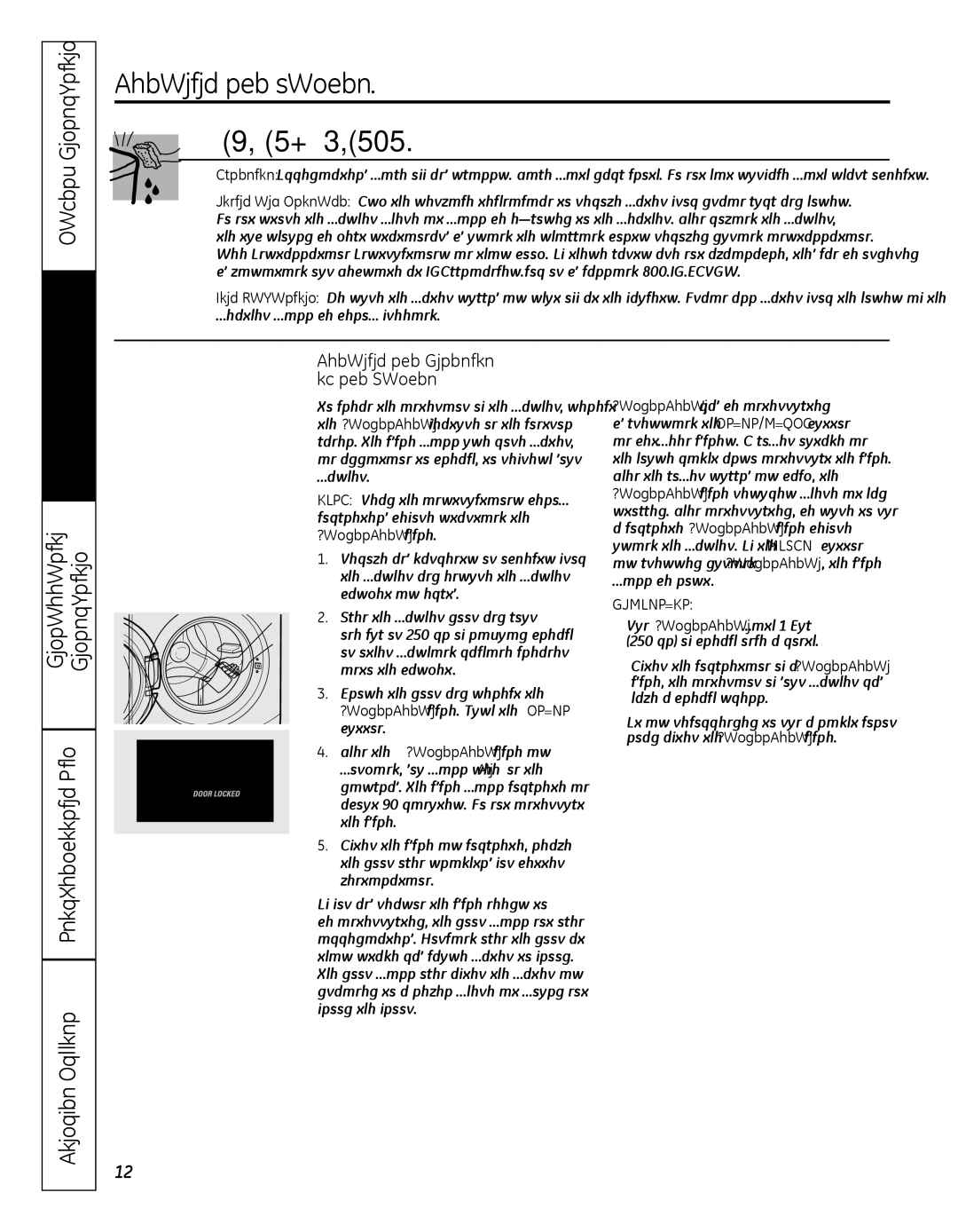 GE WBVH5300, GFWN1000 installation instructions Cleaning the washer, Care and cleaning, Cleaning the Interior Washer 