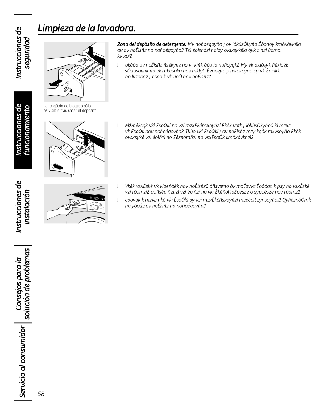 GE WBVH5300, GFWN1000 installation instructions Limpieza de la lavadora 