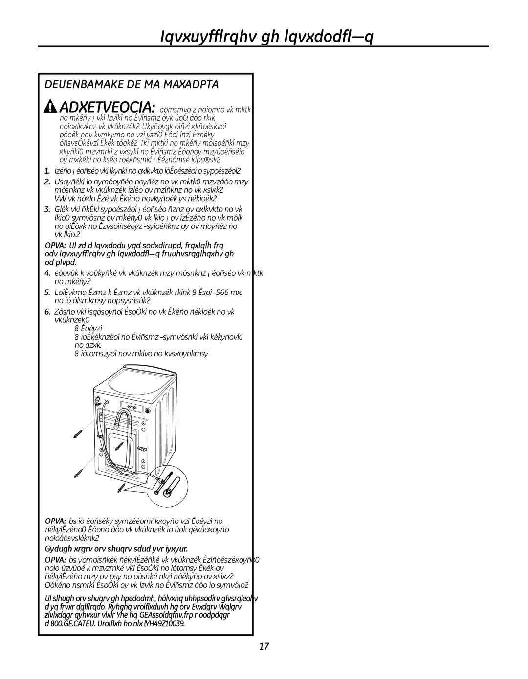 GE GFWN1000, WBVH5300 installation instructions DesembaLaje de La LavadoRa, Guarde todos los pernos para uso futuro 