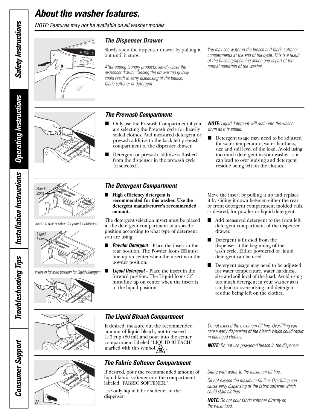 GE GBVH6260, WBVH6240, GCVH6260 installation instructions Troubleshooting, Support, Consumer 