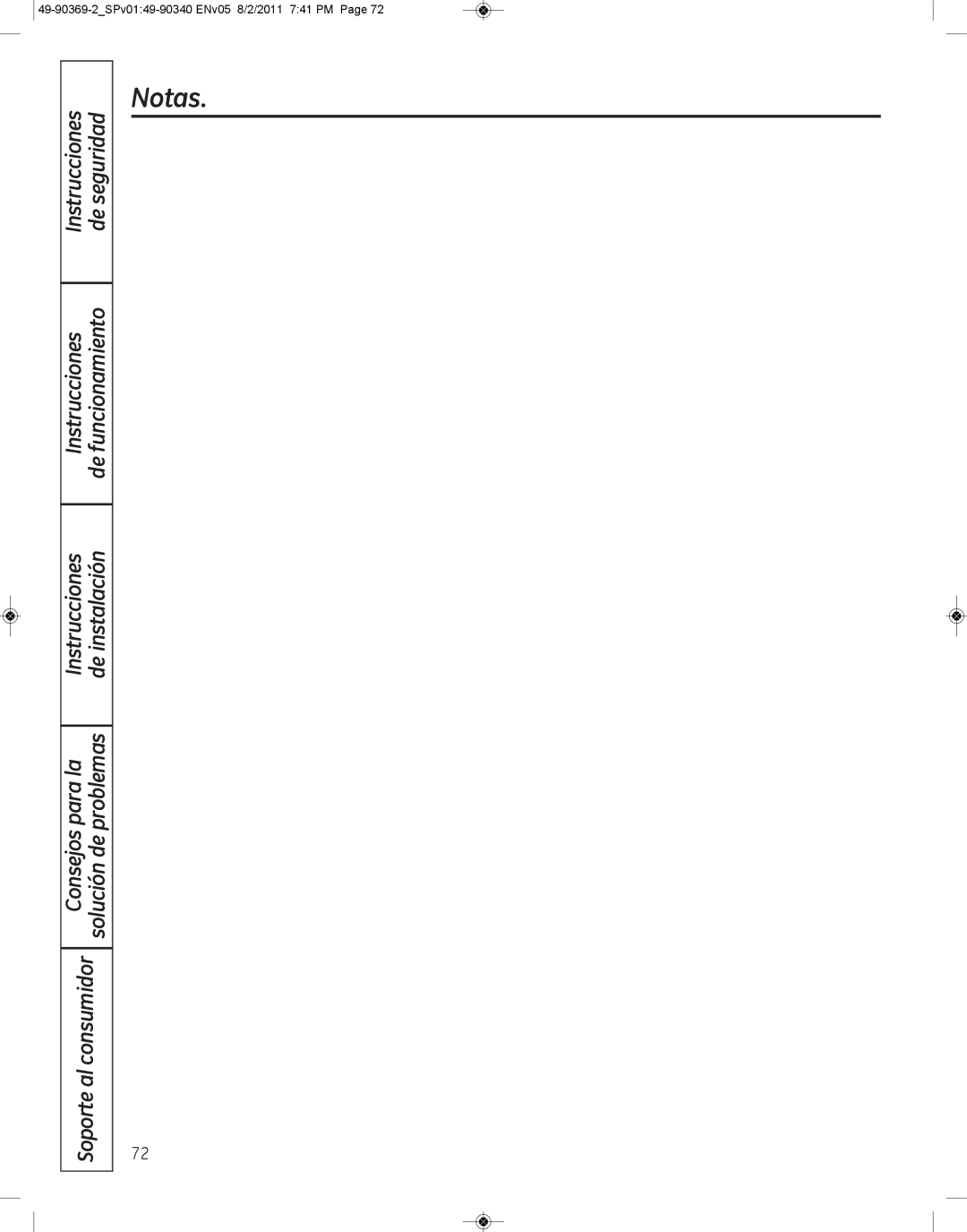 GE wcvh4815k, wcvh4800k installation instructions Notas 