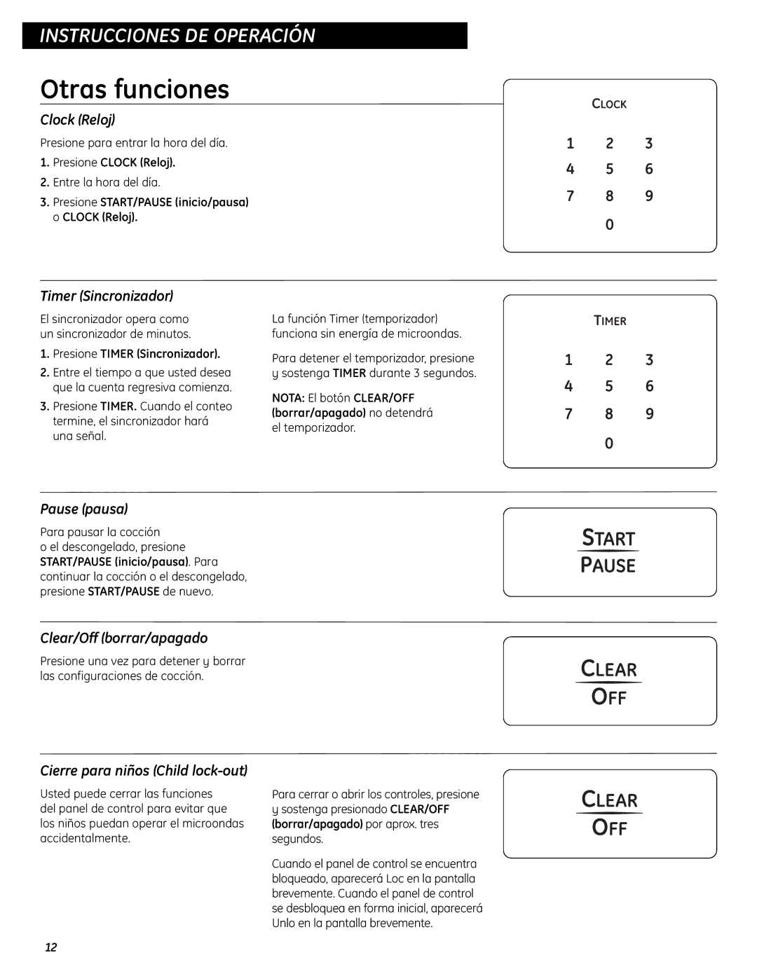 GE WES0930 operating instructions Otras funciones 