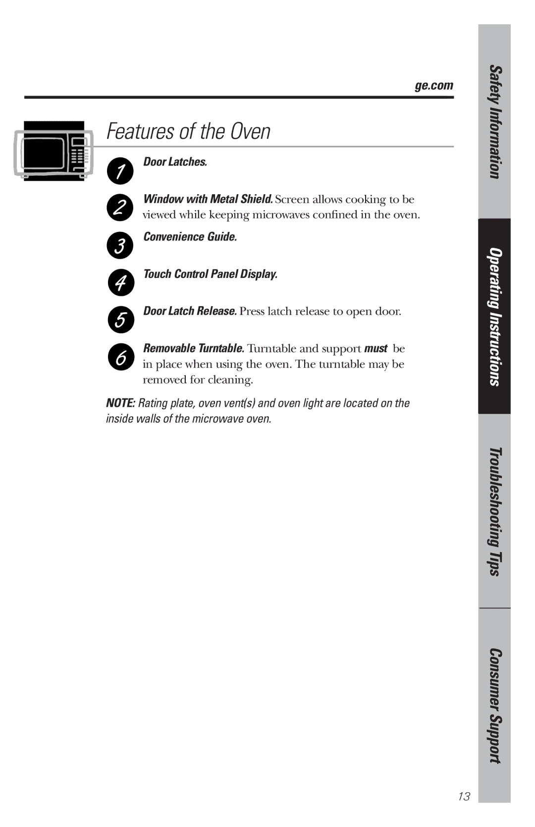 GE WES1130 owner manual Door Latches, Convenience Guide Touch Control Panel Display 