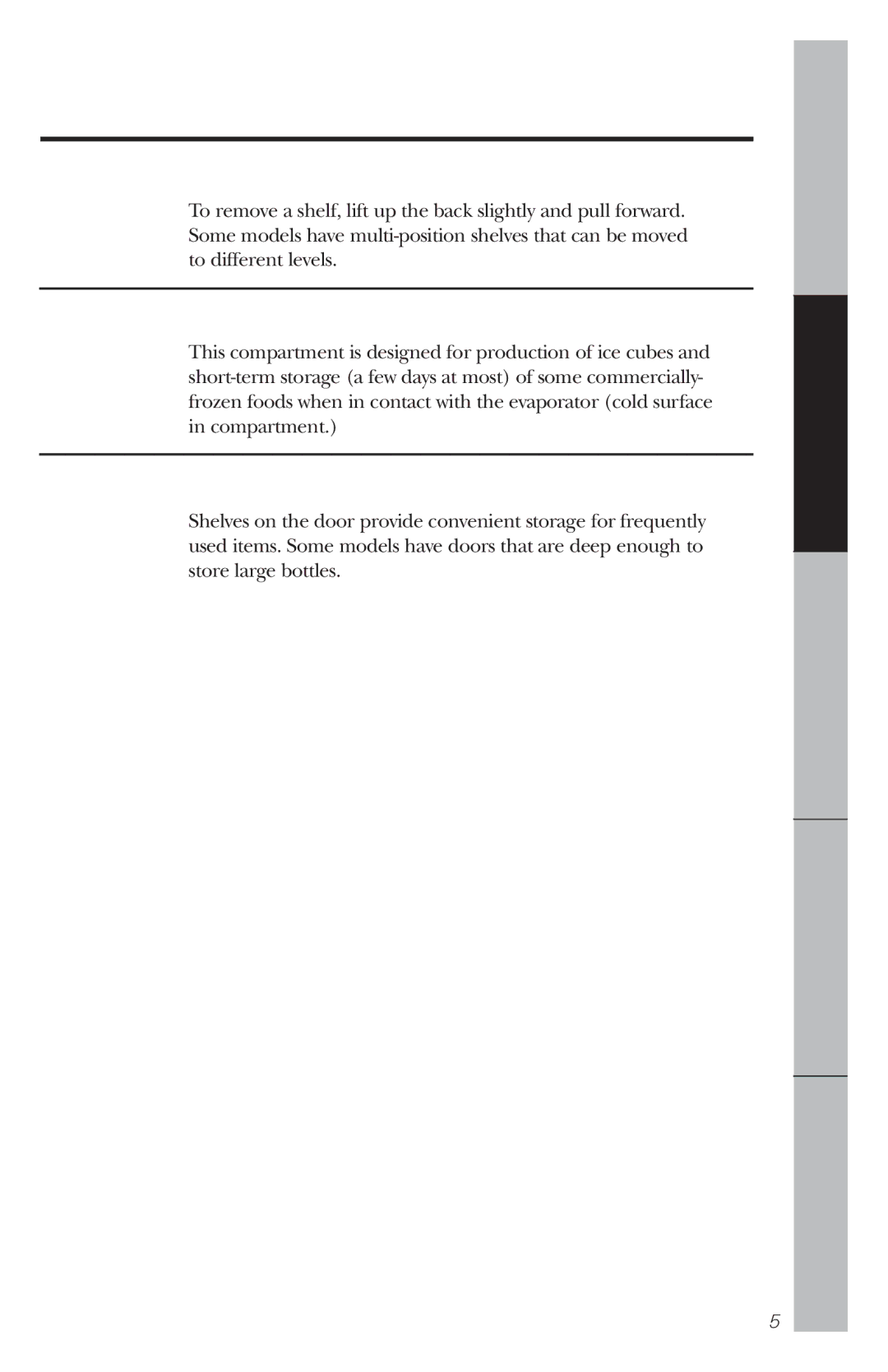 GE WMR04GAV owner manual About the refrigerator features, Ice Tray Compartment, Door Shelves 