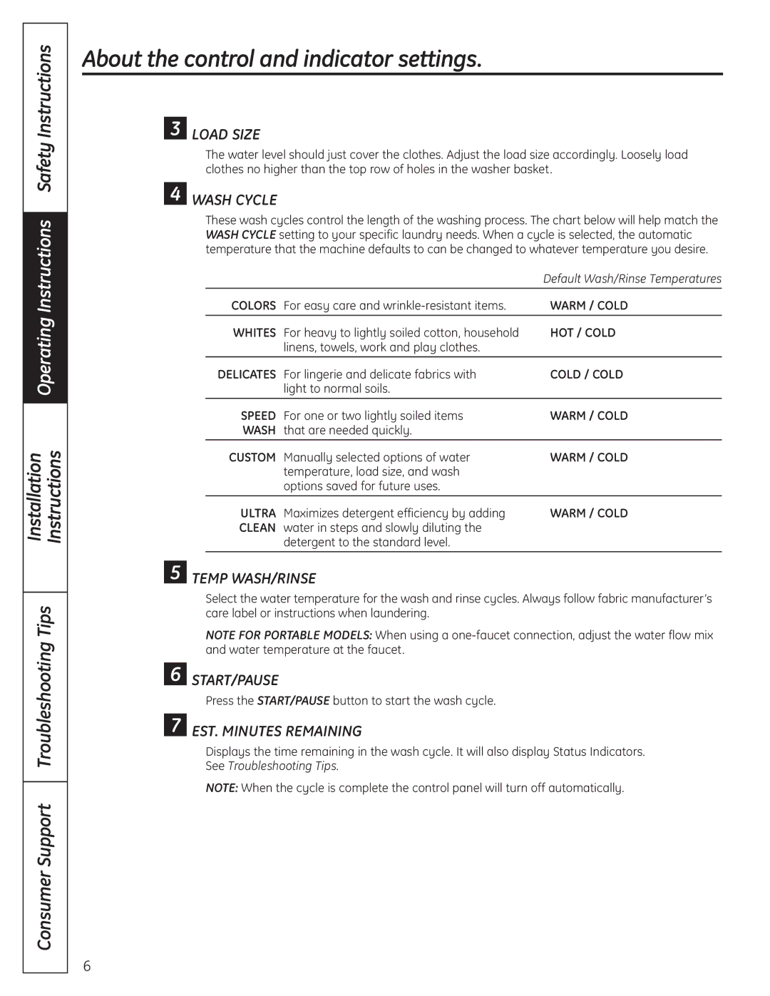 GE WSLS1500, WSLP1500 manual Operating Instructions SafetyInstructions 