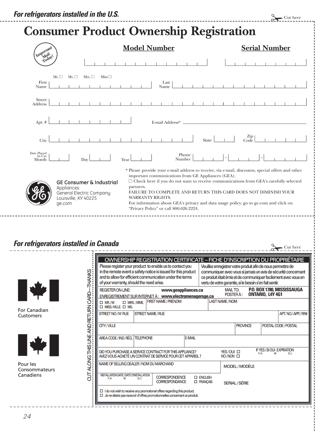 GE WX08X10015, WX08X10025, WX08X10006, 197D3354P013 manual GE Consumer & Industrial 