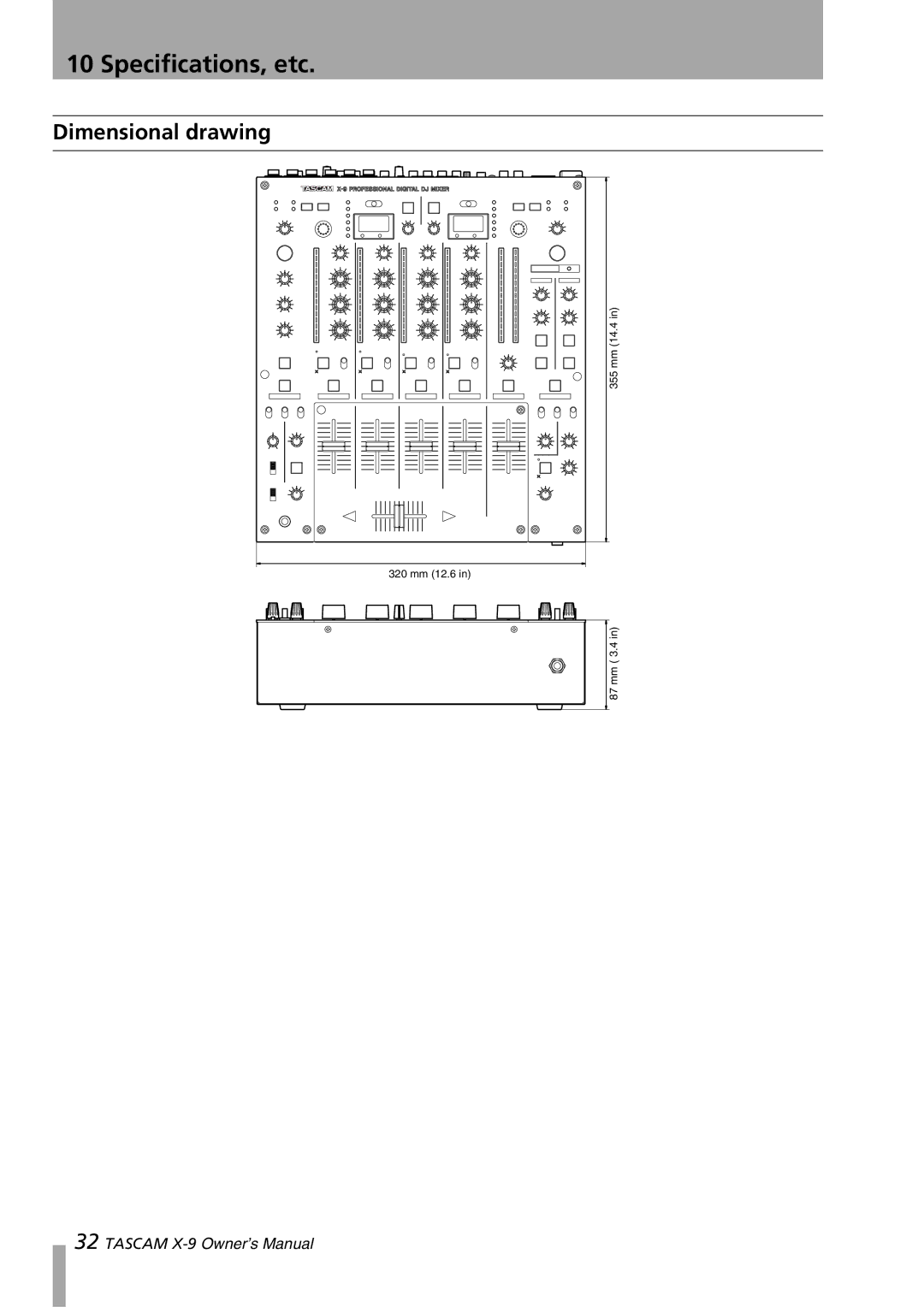 GE X-9 owner manual Dimensional drawing 