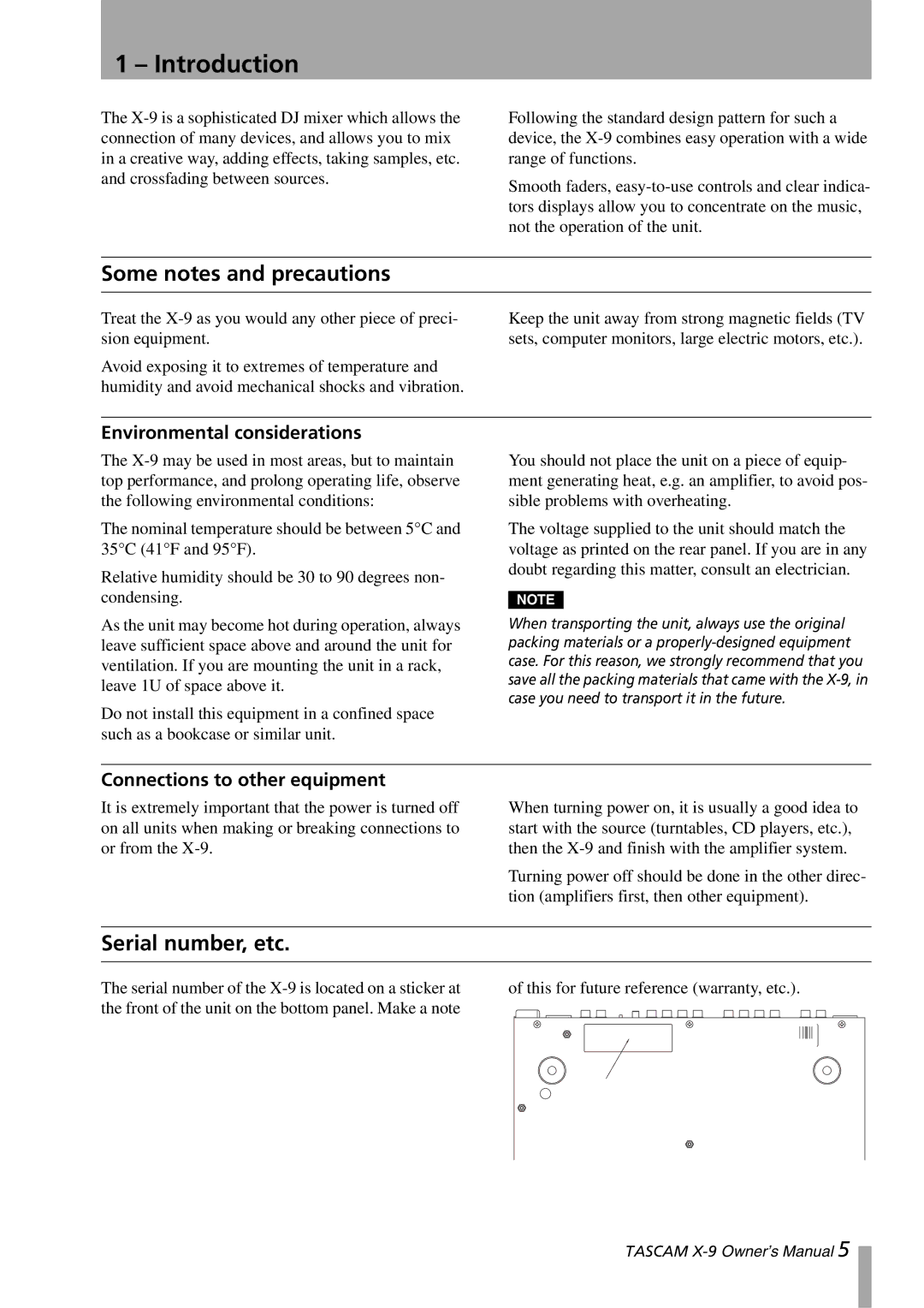 GE X-9 owner manual Introduction, Some notes and precautions, Serial number, etc, Environmental considerations 