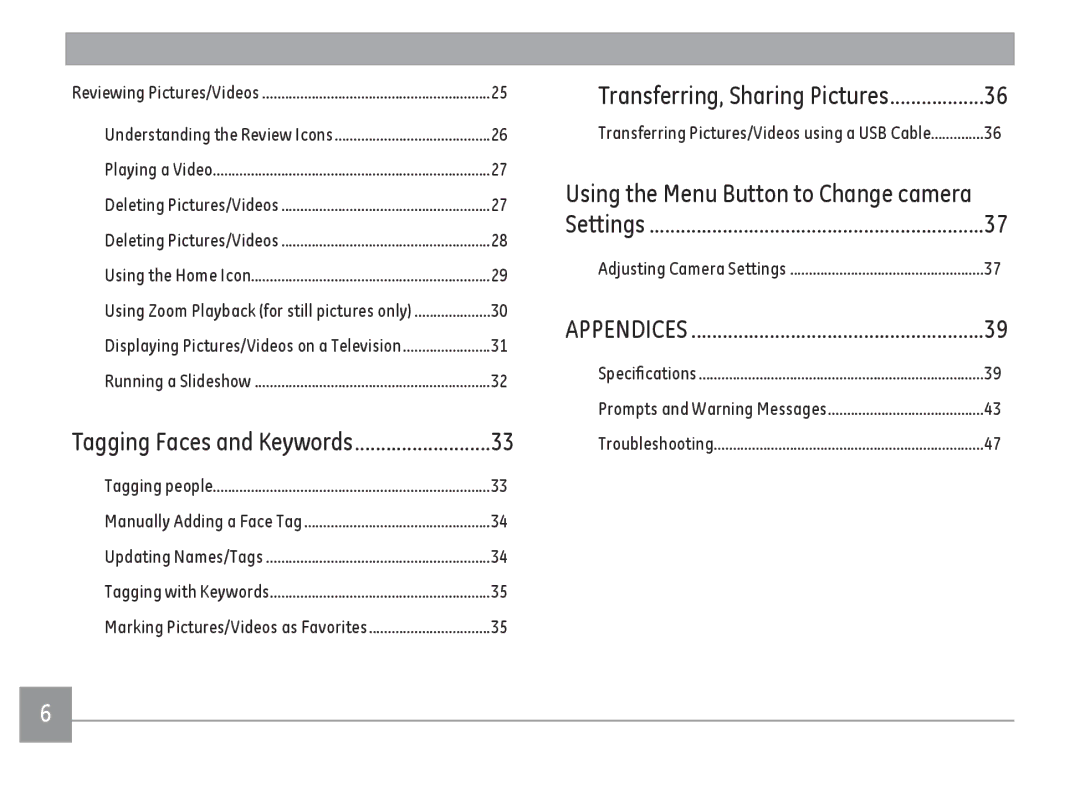 GE DSC-X2600-BK-US-1 user manual Transferring, Sharing Pictures 