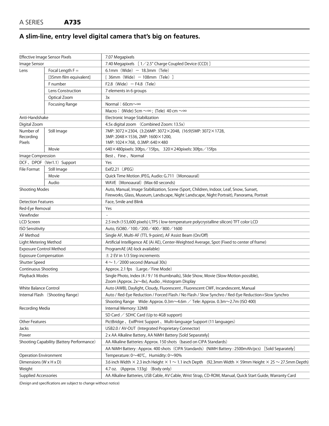 GE E1050, X3, G3 manual A735, Slim-line, entry level digital camera that’s big on features 