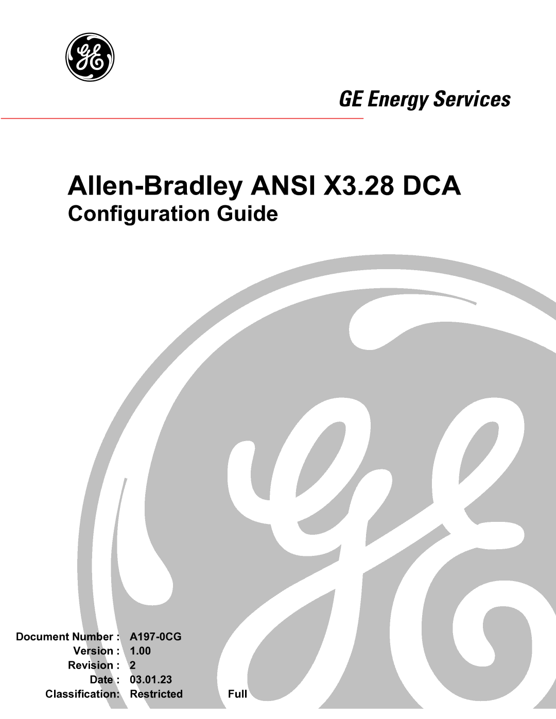 GE manual Allen-Bradley Ansi X3.28 DCA, Configuration Guide 