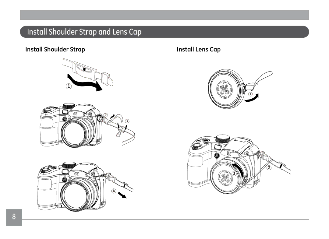 GE X500-BK user manual Install Shoulder Strap 