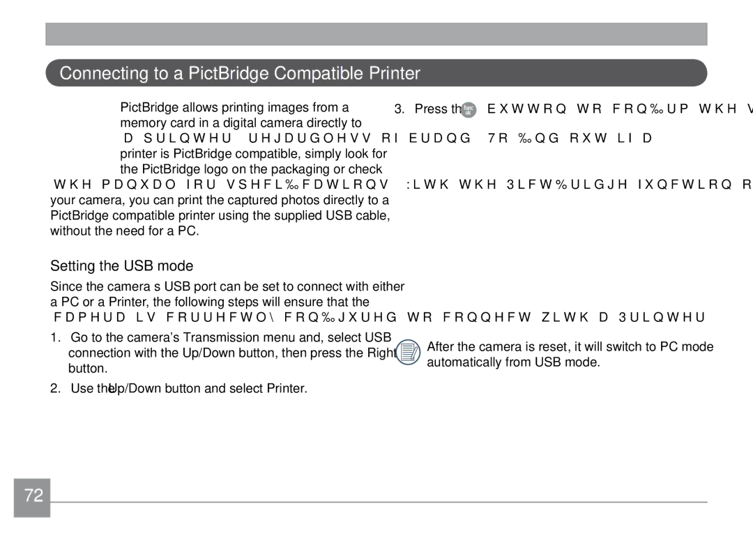 GE X500-BK user manual Connecting to a PictBridge Compatible Printer 