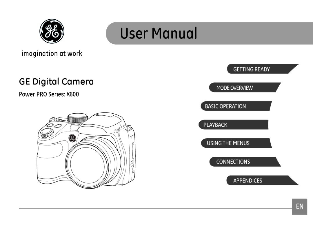GE DSC-X600-BK-US-1 user manual GE Digital Camera 