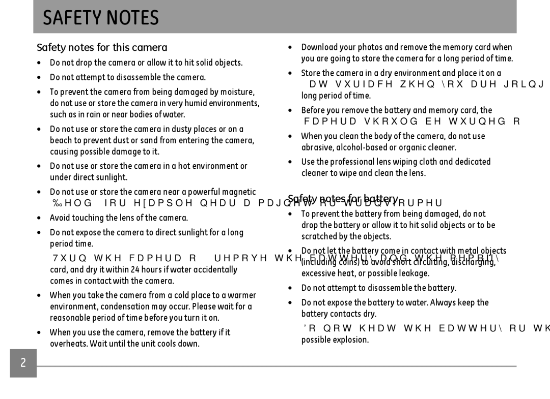 GE DSC-X600-BK-US-1 user manual Safety Notes, Safety notes for this camera, Safety notes for battery 