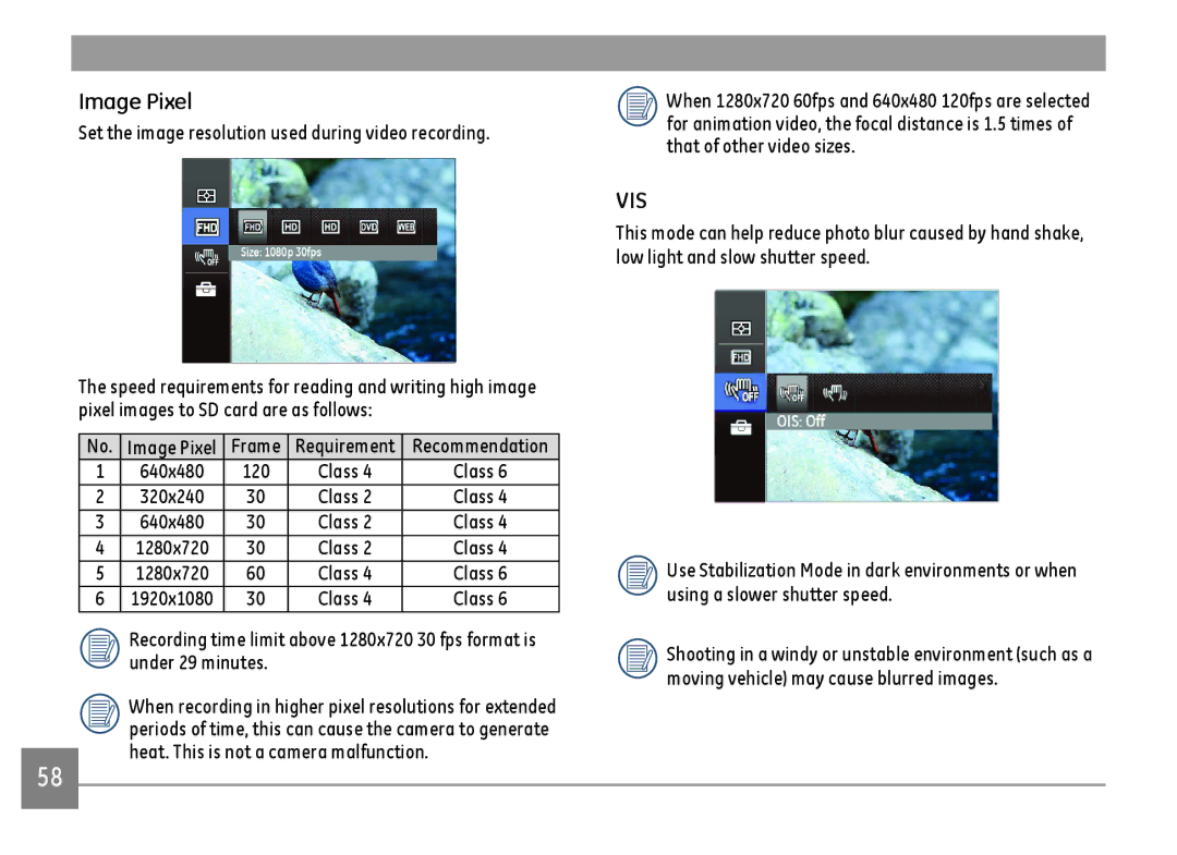 GE DSC-X600-BK-US-1 user manual Image Pixel, Frame 