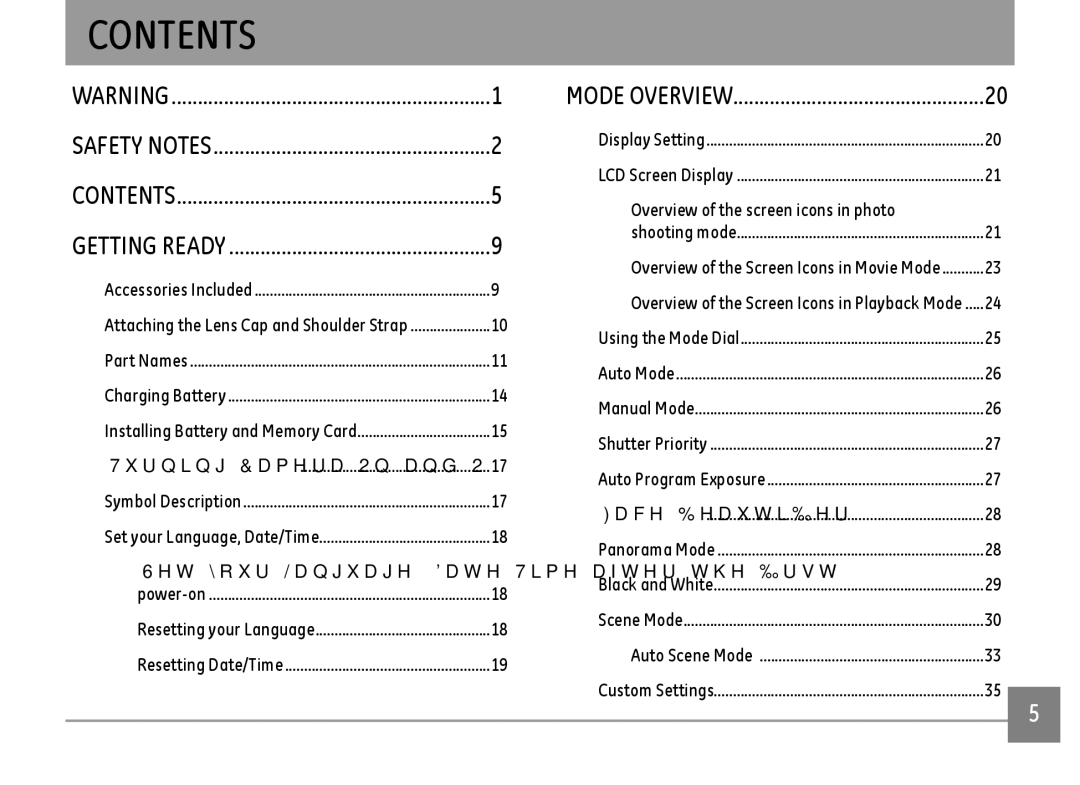 GE DSC-X600-BK-US-1 user manual Contents 