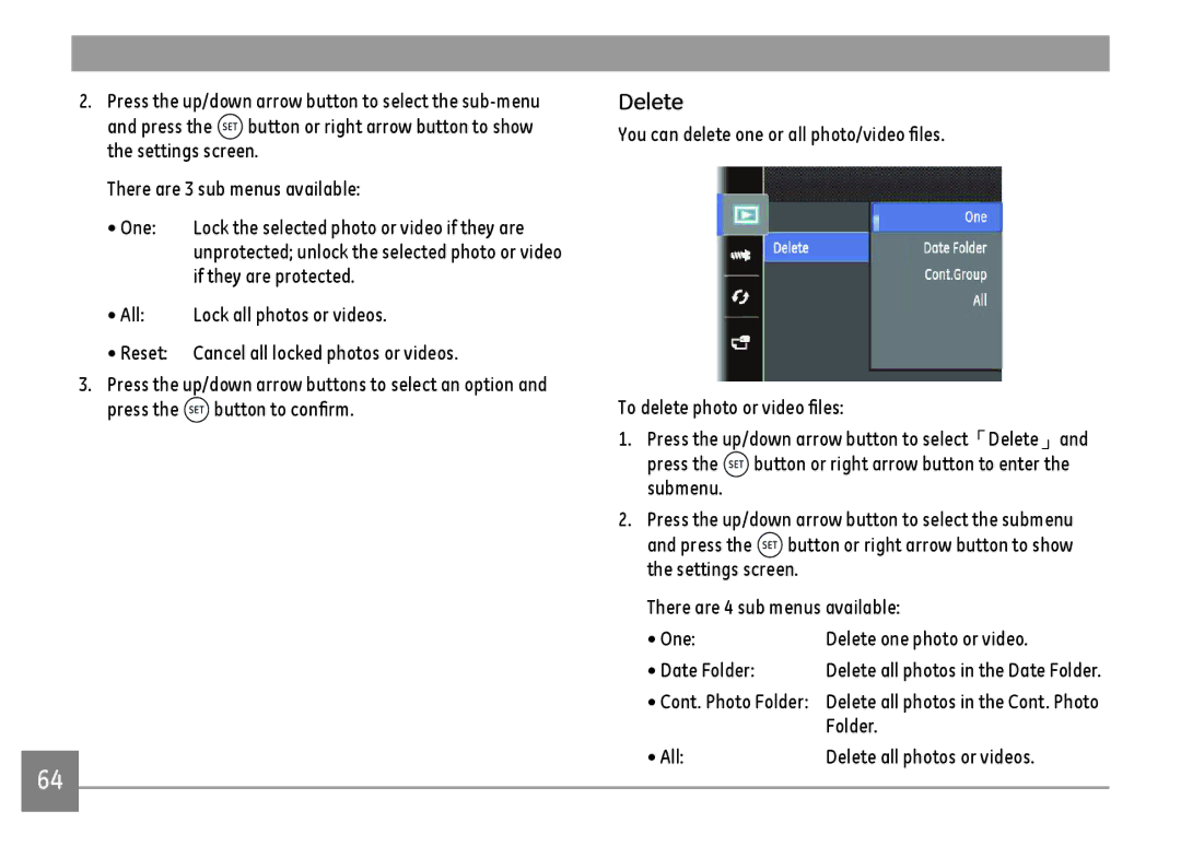 GE DSC-X600-BK-US-1 user manual Delete, If they are protected 