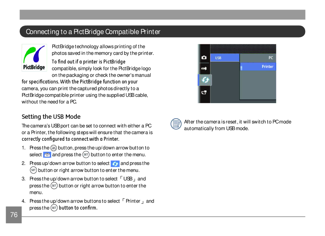 GE DSC-X600-BK-US-1 user manual Connecting to a PictBridge Compatible Printer, Press, Menu 