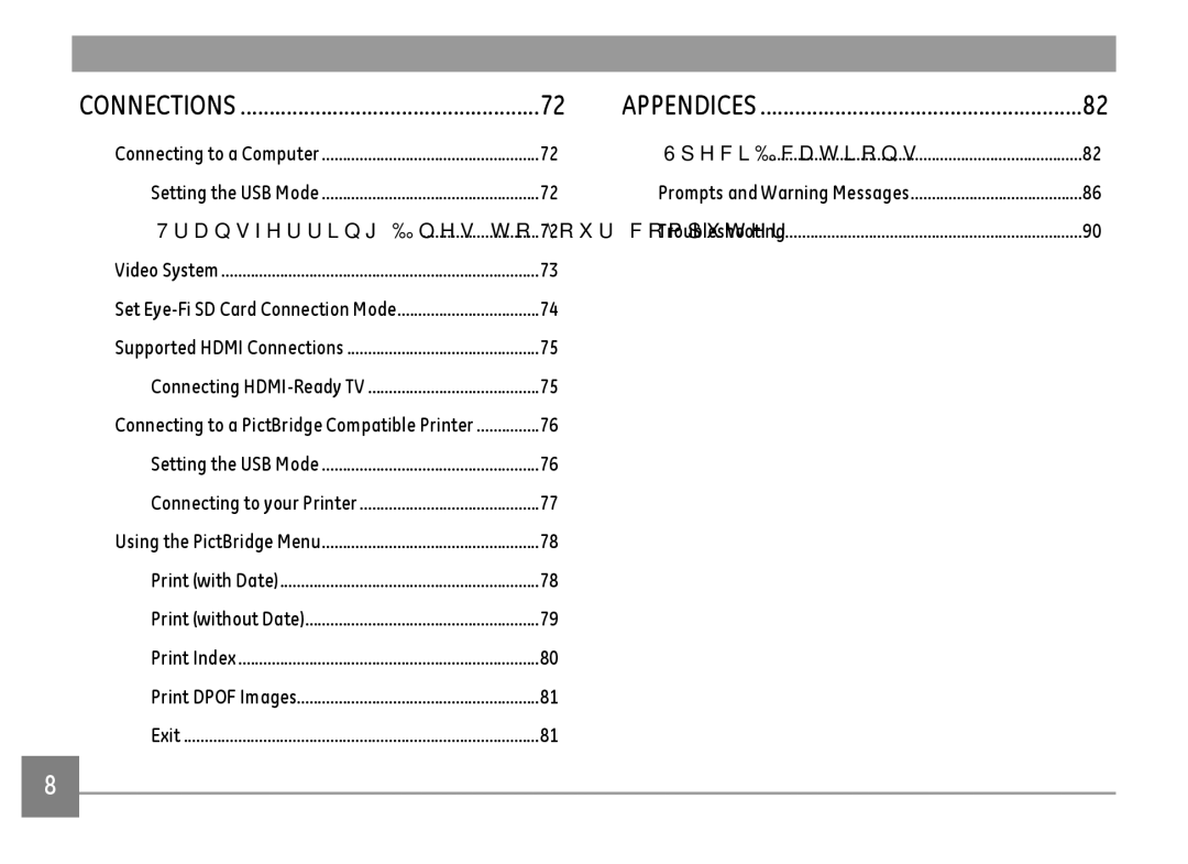 GE DSC-X600-BK-US-1 user manual Connections Appendices 