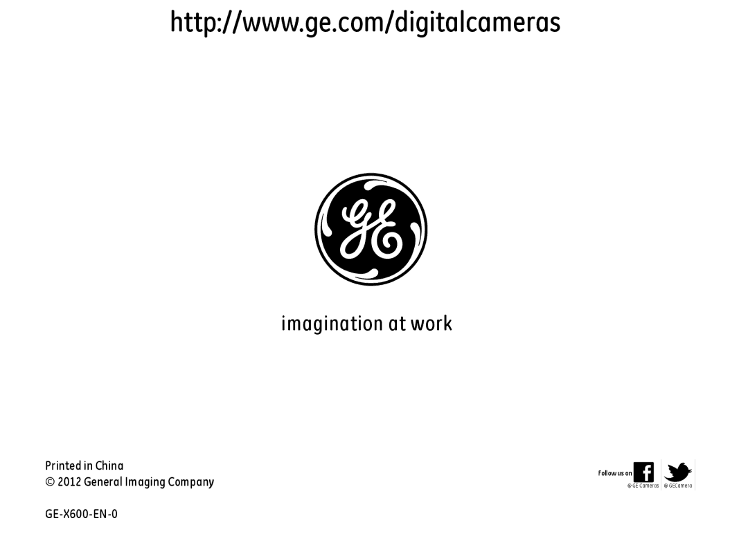 GE DSC-X600-BK-US-1 user manual General Imaging Company, GE-X600-EN-0 