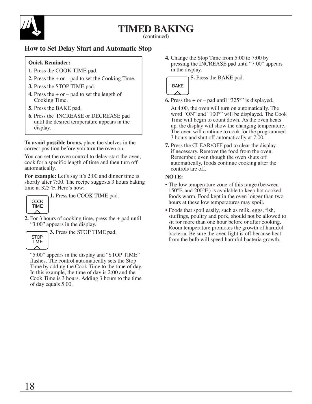 GE XL44 installation instructions How to Set Delay Start and Automatic Stop, Quick Reminder 