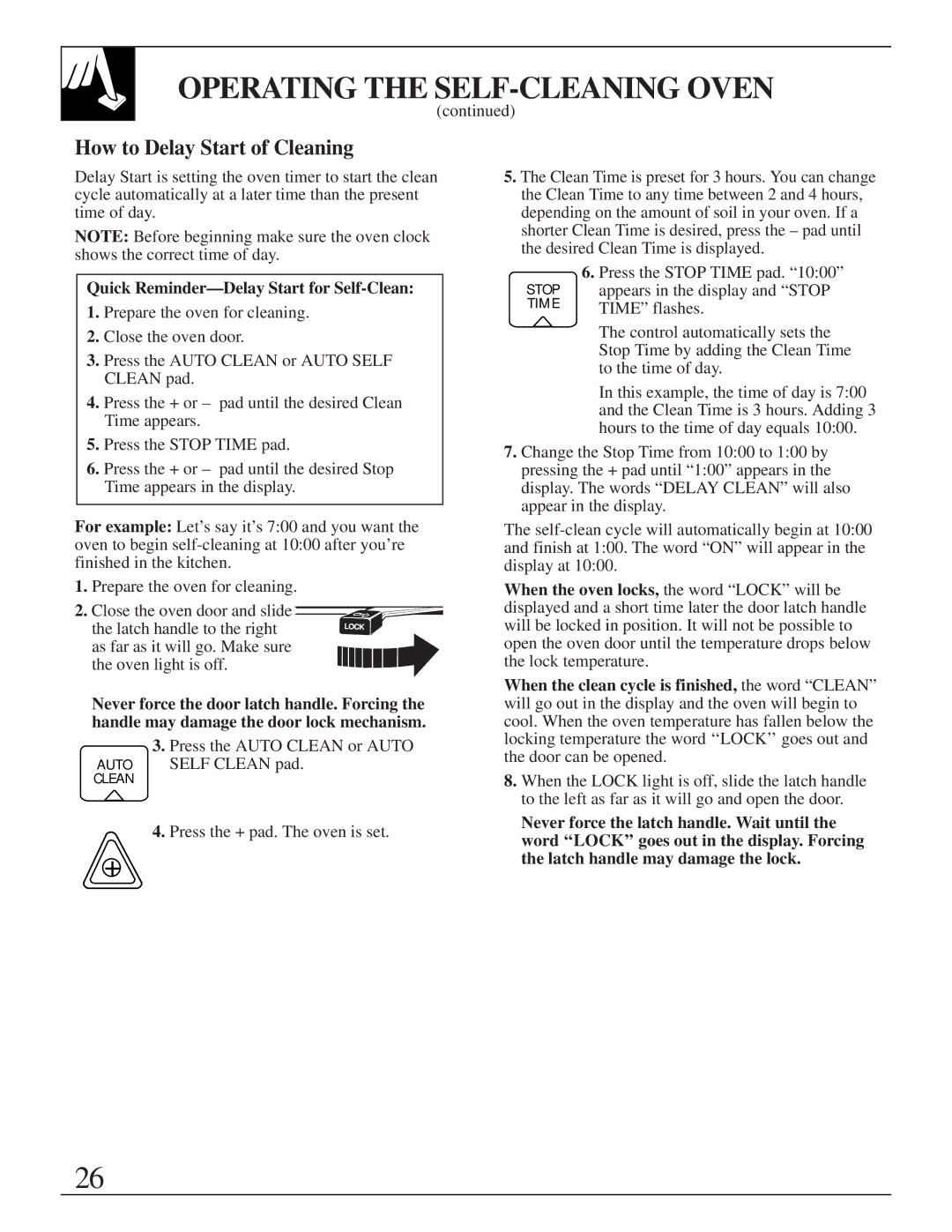 GE XL44 installation instructions How to Delay Start of Cleaning, Quick Reminder-Delay Start for Self-Clean 