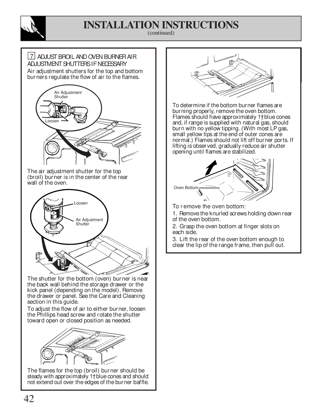 GE XL44 installation instructions To remove the oven bottom 