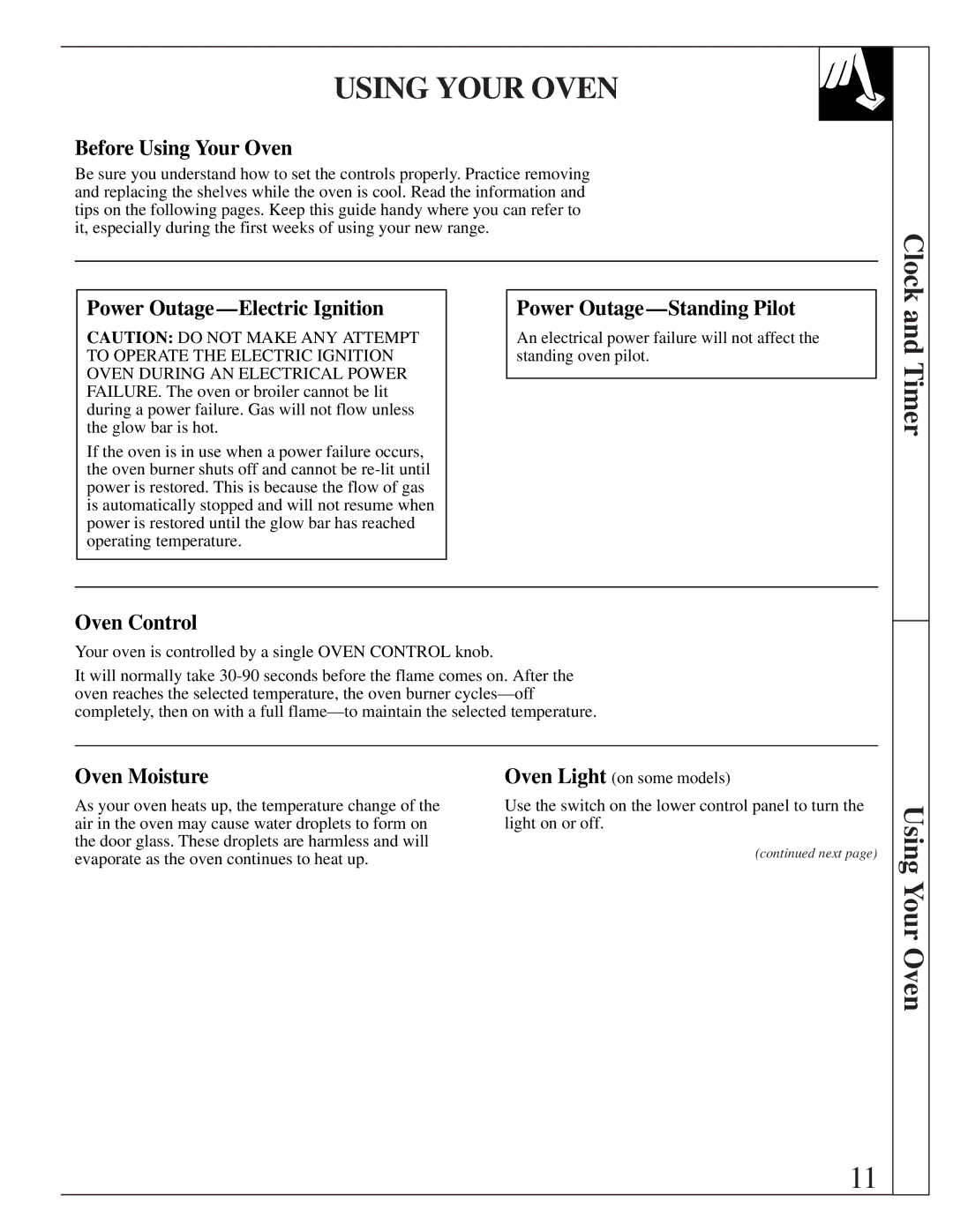 GE XL44TM installation instructions Using Your Oven 