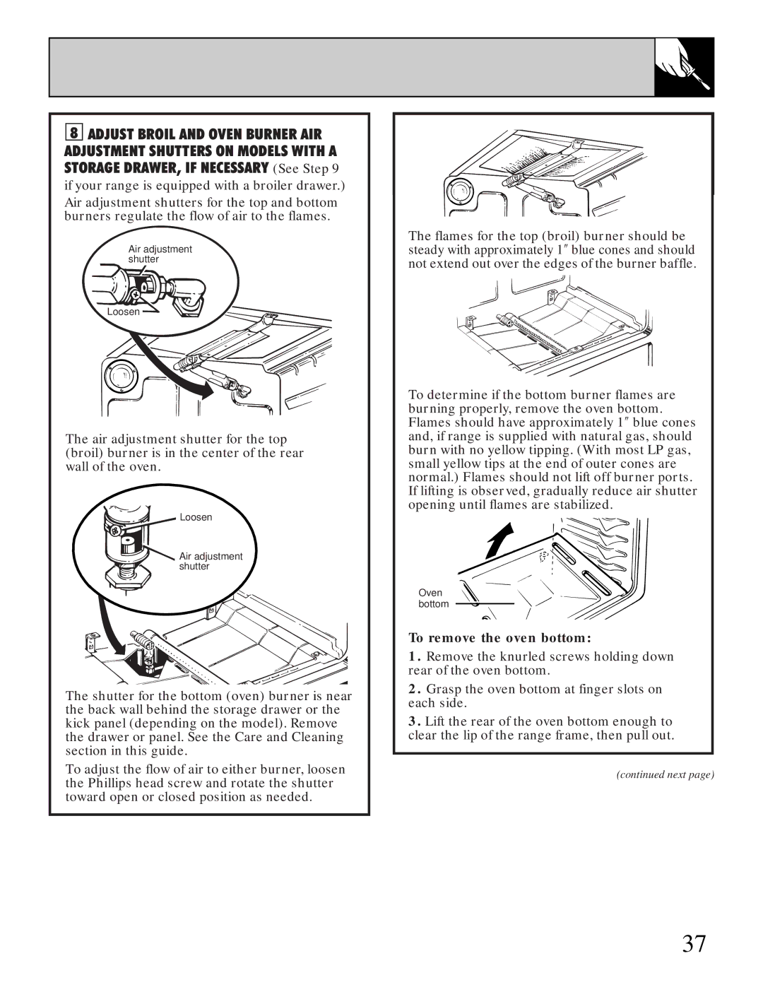 GE XL44TM installation instructions To remove the oven bottom 