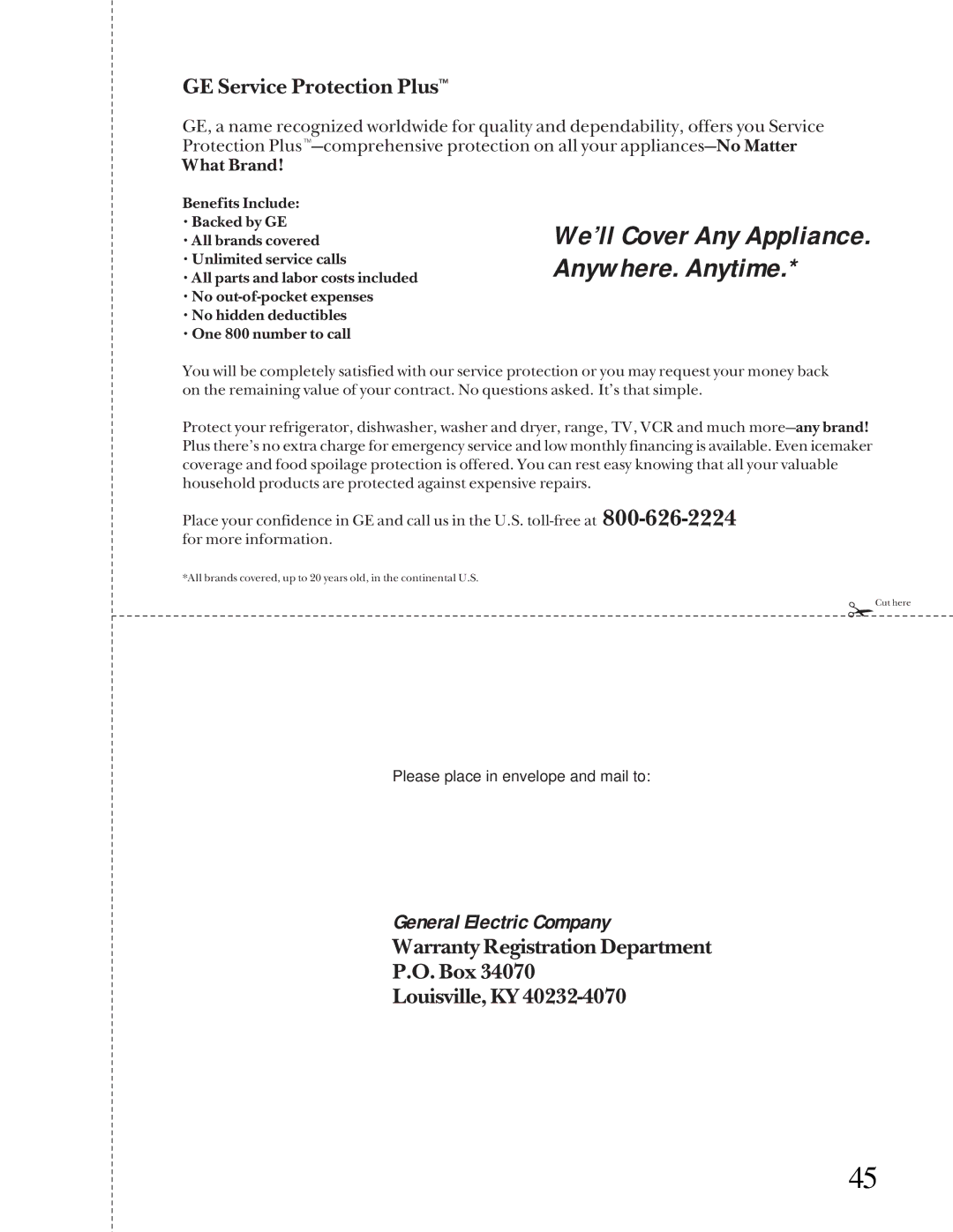 GE XL44TM installation instructions We’ll Cover Any Appliance. Anywhere. Anytime 