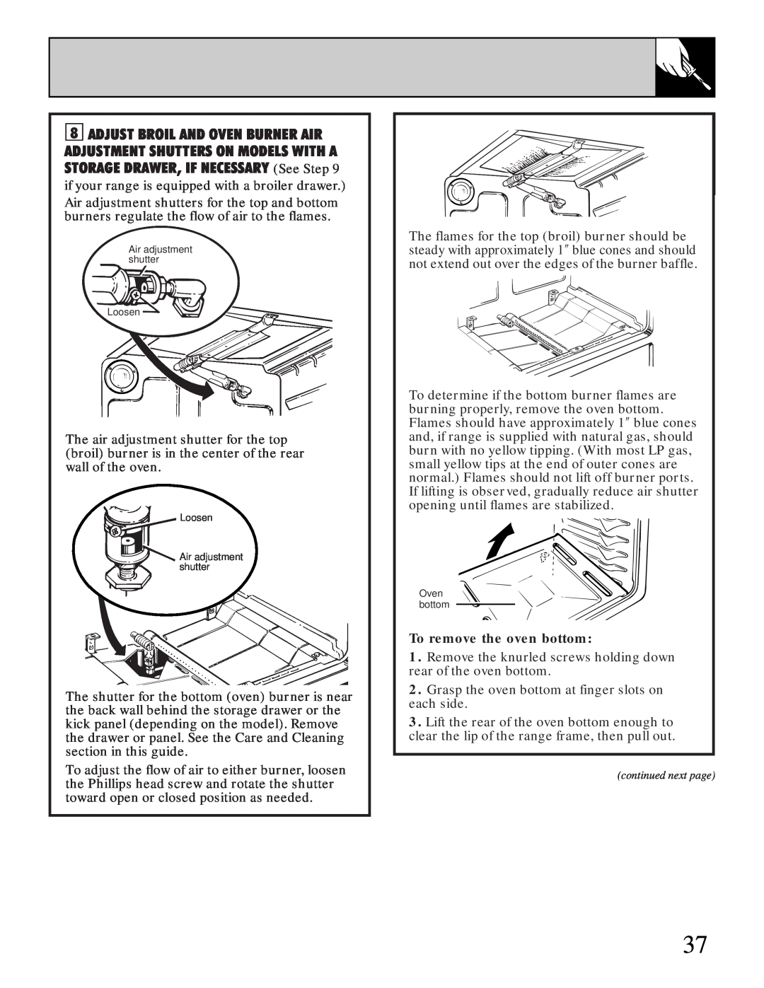 GE XL44TM installation instructions To remove the oven bottom 