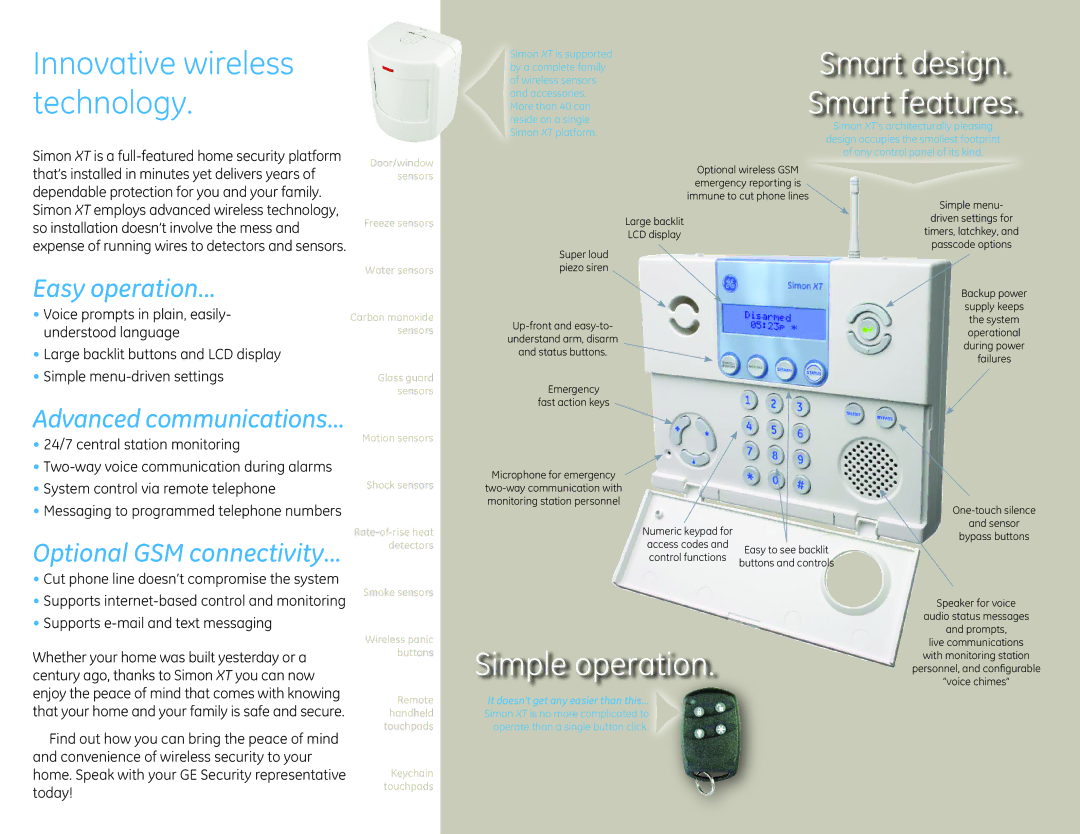 GE XT manual Innovative wireless technology, Supports e-mail and text messaging 