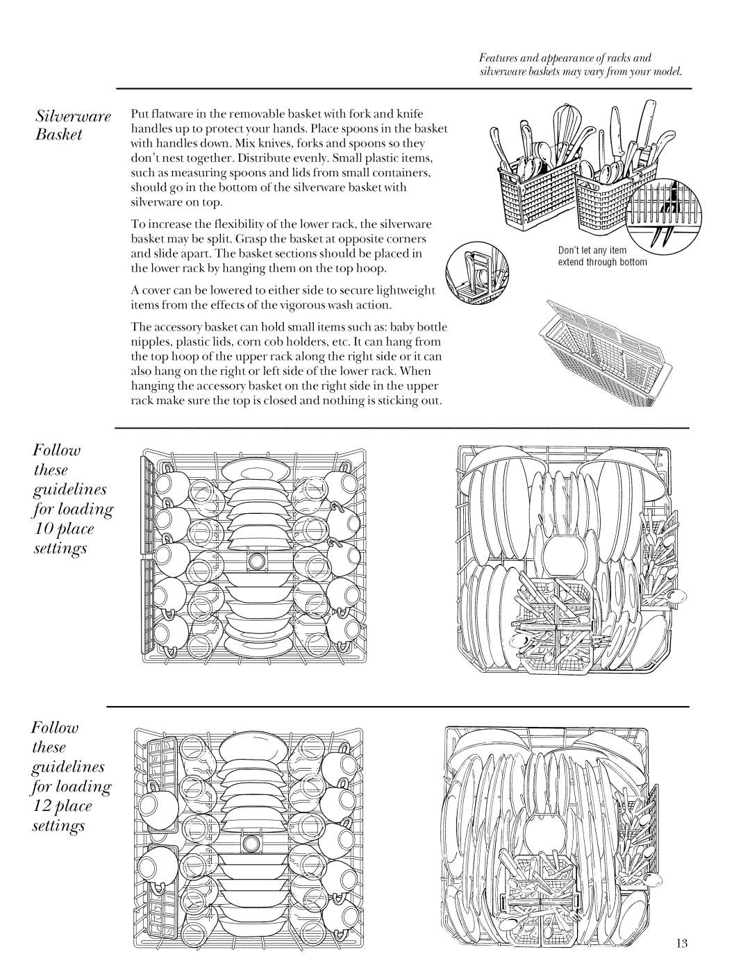 GE ZBD3500, ZBD3540, ZBD3900 manual Dontlet any item extend through bottom 