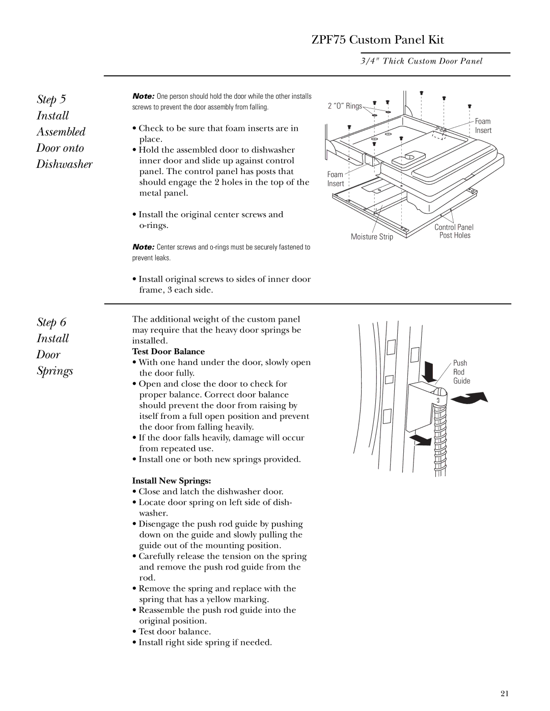 GE ZBD5700, ZBD5600, ZBD5900 installation instructions Rings Foam Insert 