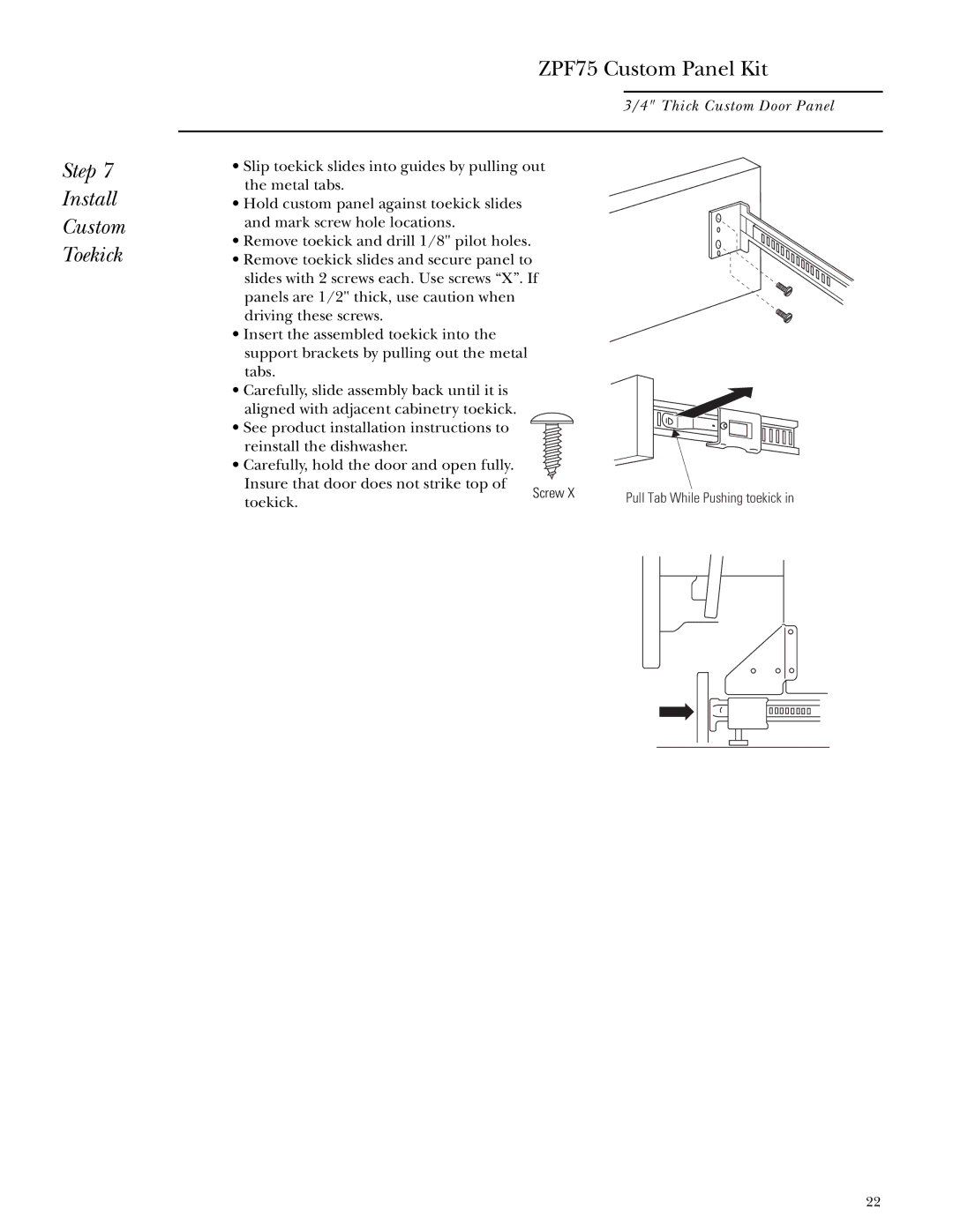 GE ZBD5600, ZBD5700, ZBD5900 installation instructions Step Install Custom Toekick 