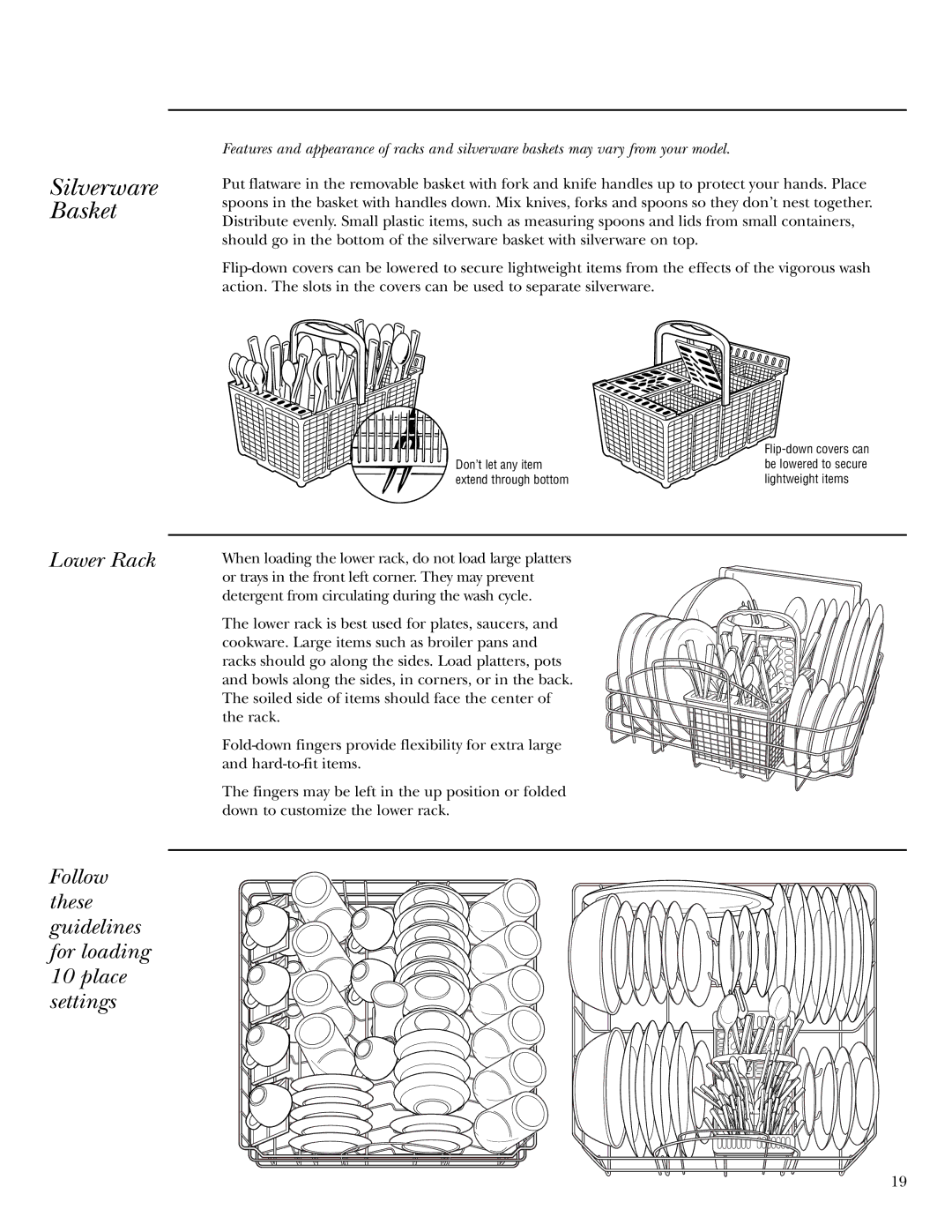 GE ZBD7100, ZBD6400, ZBD6900, ZBD6600, ZBD6500, ZBD6700, ZBD7000 owner manual Silverware Basket 