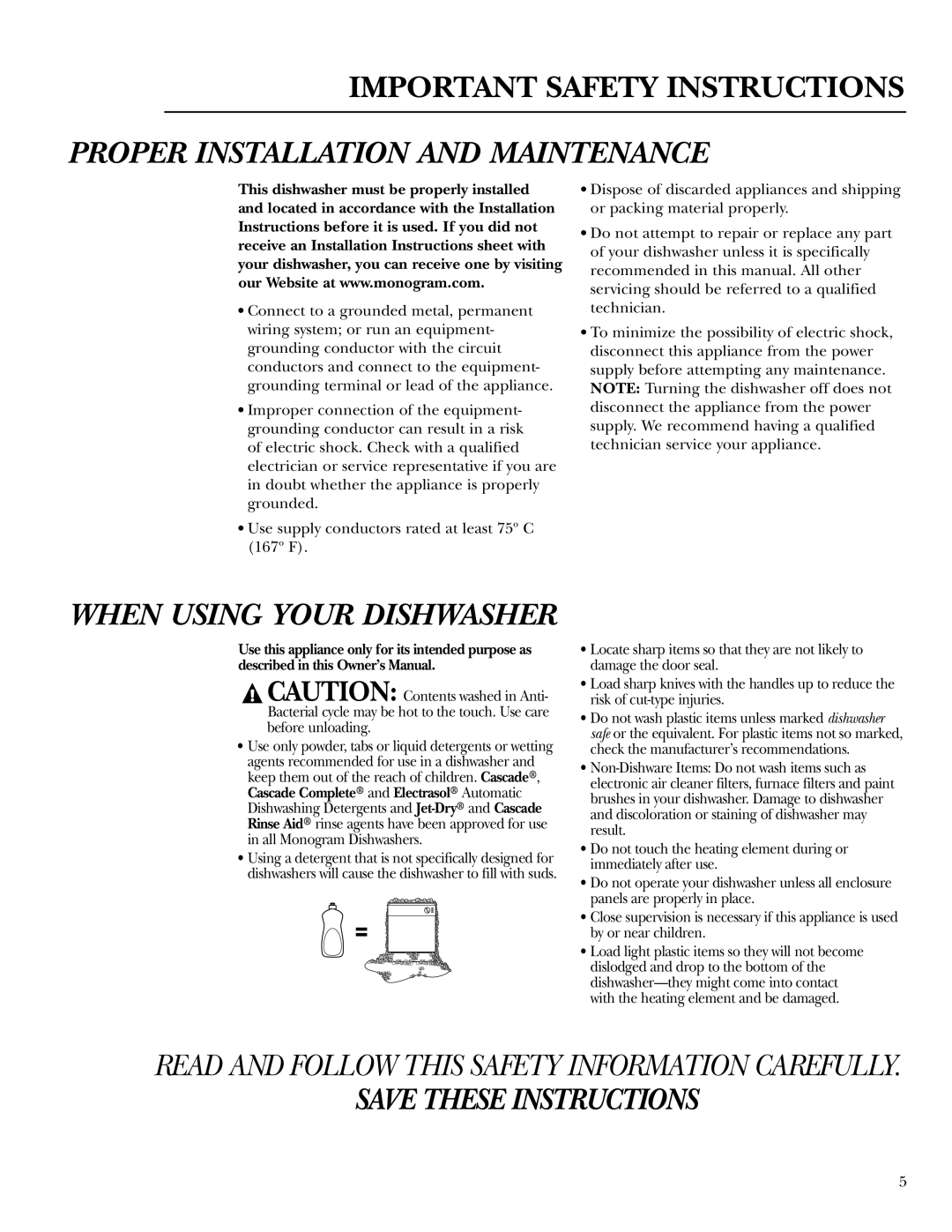 GE ZBD6890K, zbd6800k, ZBD6880K manual Proper Installation and Maintenance 