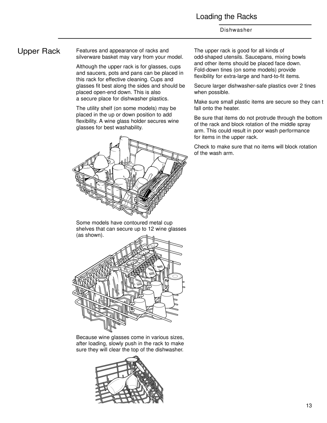 GE zbd6800k owner manual Upper Rack 