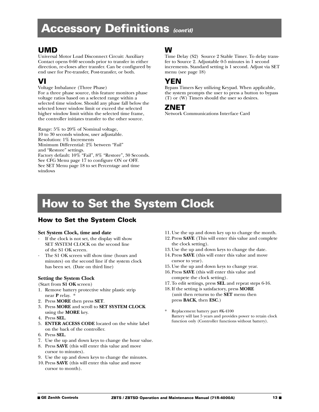 GE ZBTSD manual How to Set the System Clock, Umd 